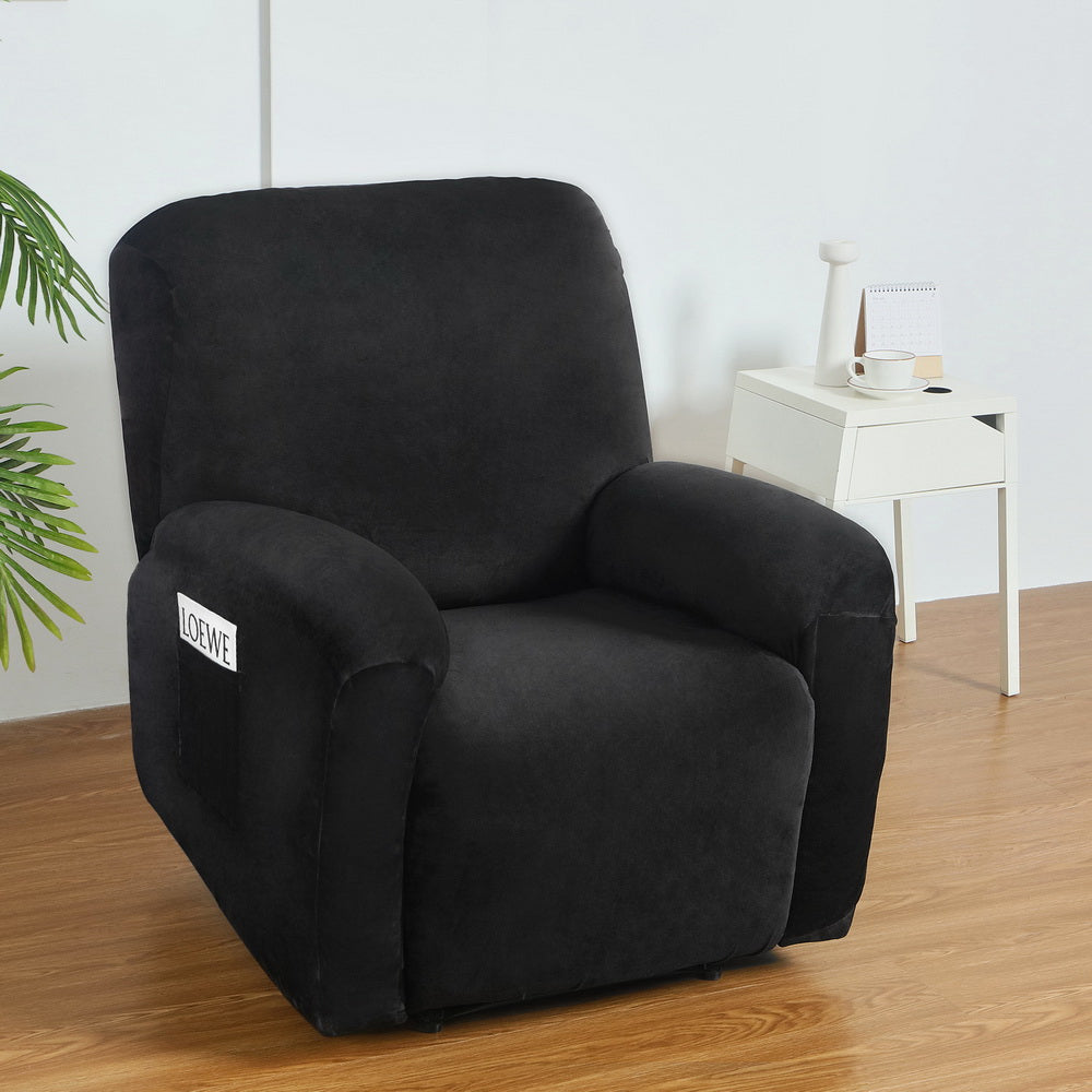 Recliner Chair Covers 1 Seater Velvet Black