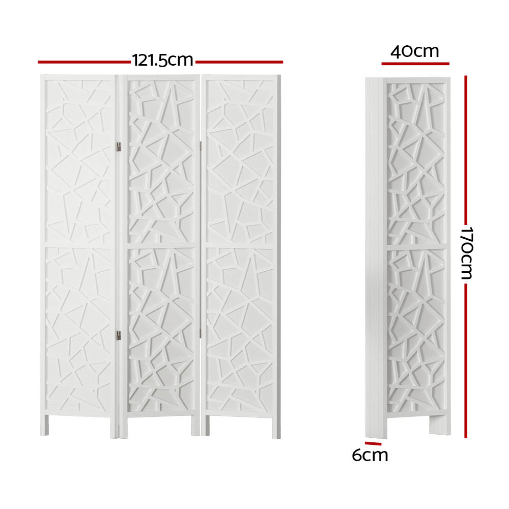 3 Panel Room Divider Screen 122x170cm Clover White