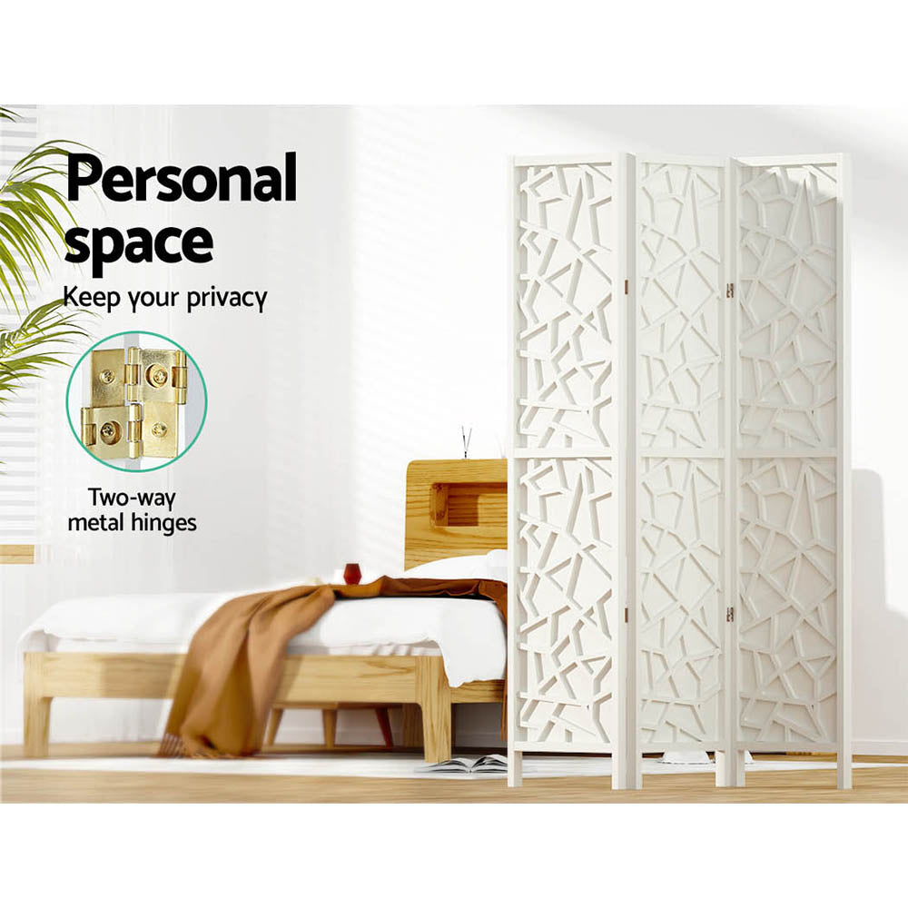 3 Panel Room Divider Screen 122x170cm Clover White