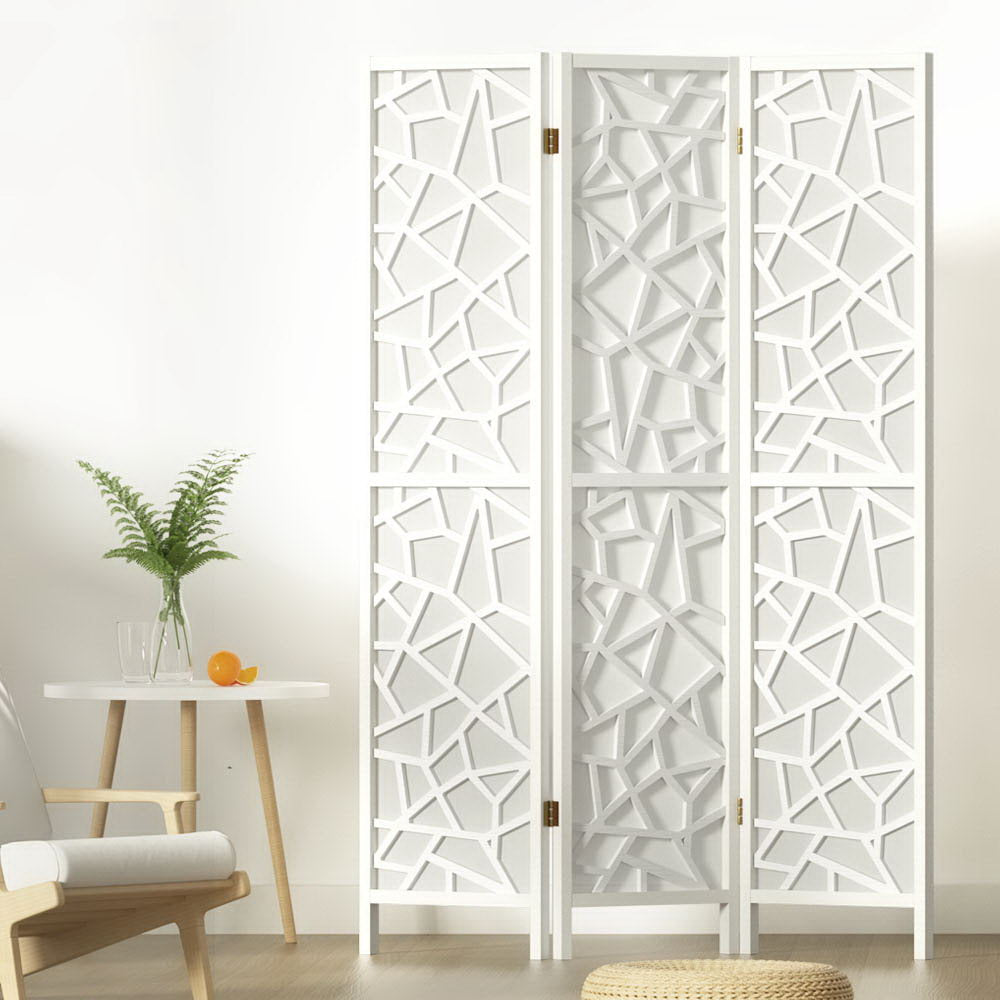 3 Panel Room Divider Screen 122x170cm Clover White