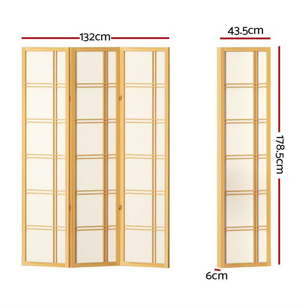 3 Panel Room Divider Screen 132x179cm Nova Natural