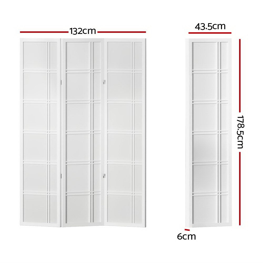 3 Panel Room Divider Screen 132x179cm Nova White