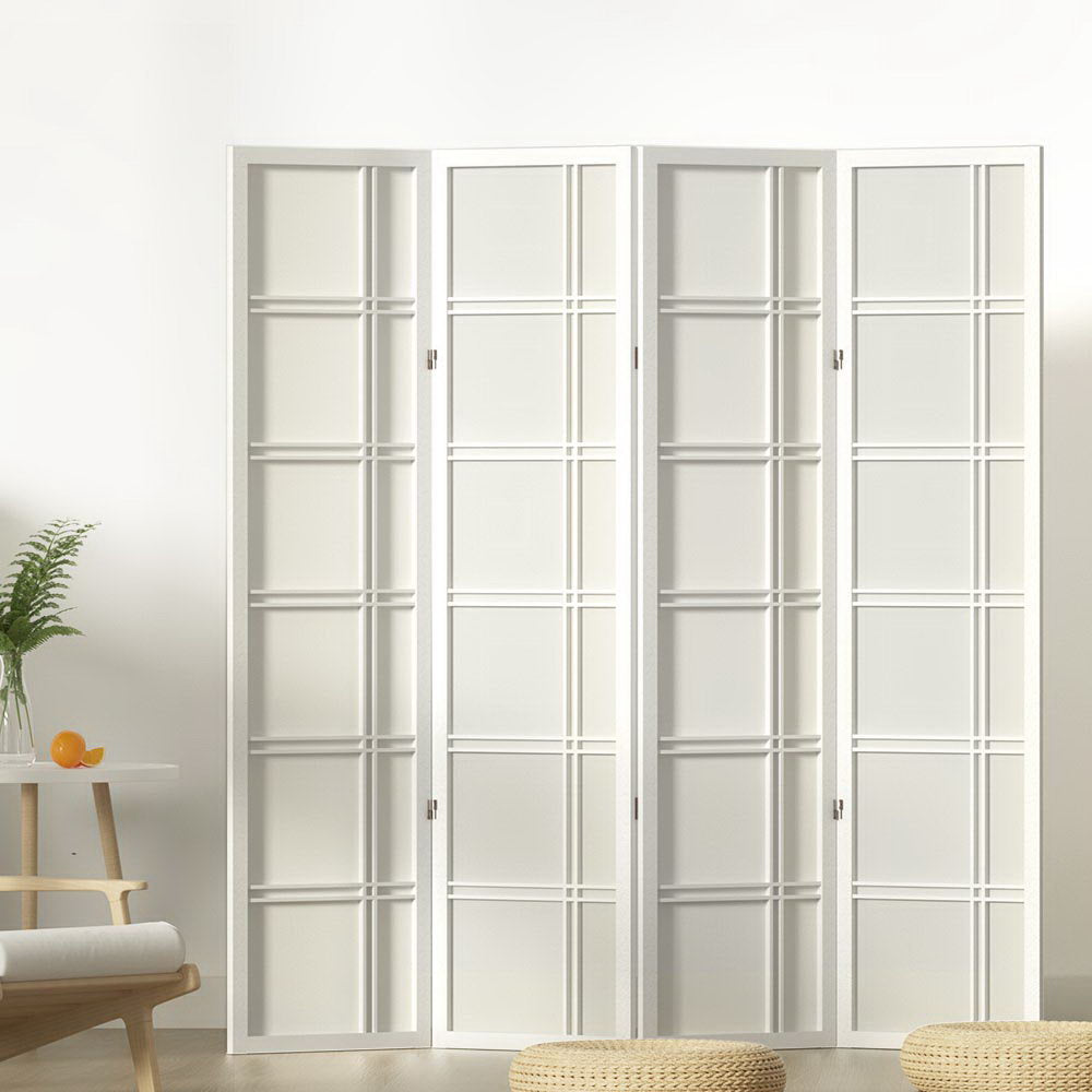 4 Panel Room Divider Screen 176x179cm Nova White