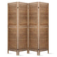 Room Divider, 4‑Panel Privacy Screen, Foldable Partition, Brown