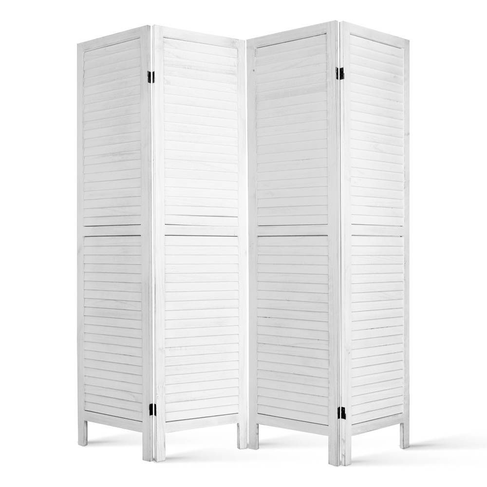 Wooden Room Divider 4-Panel Foldable, White
