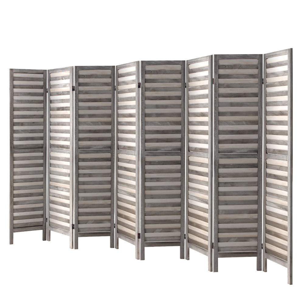 8 Panel Room Divider Screen 326x170cm Louver Grey