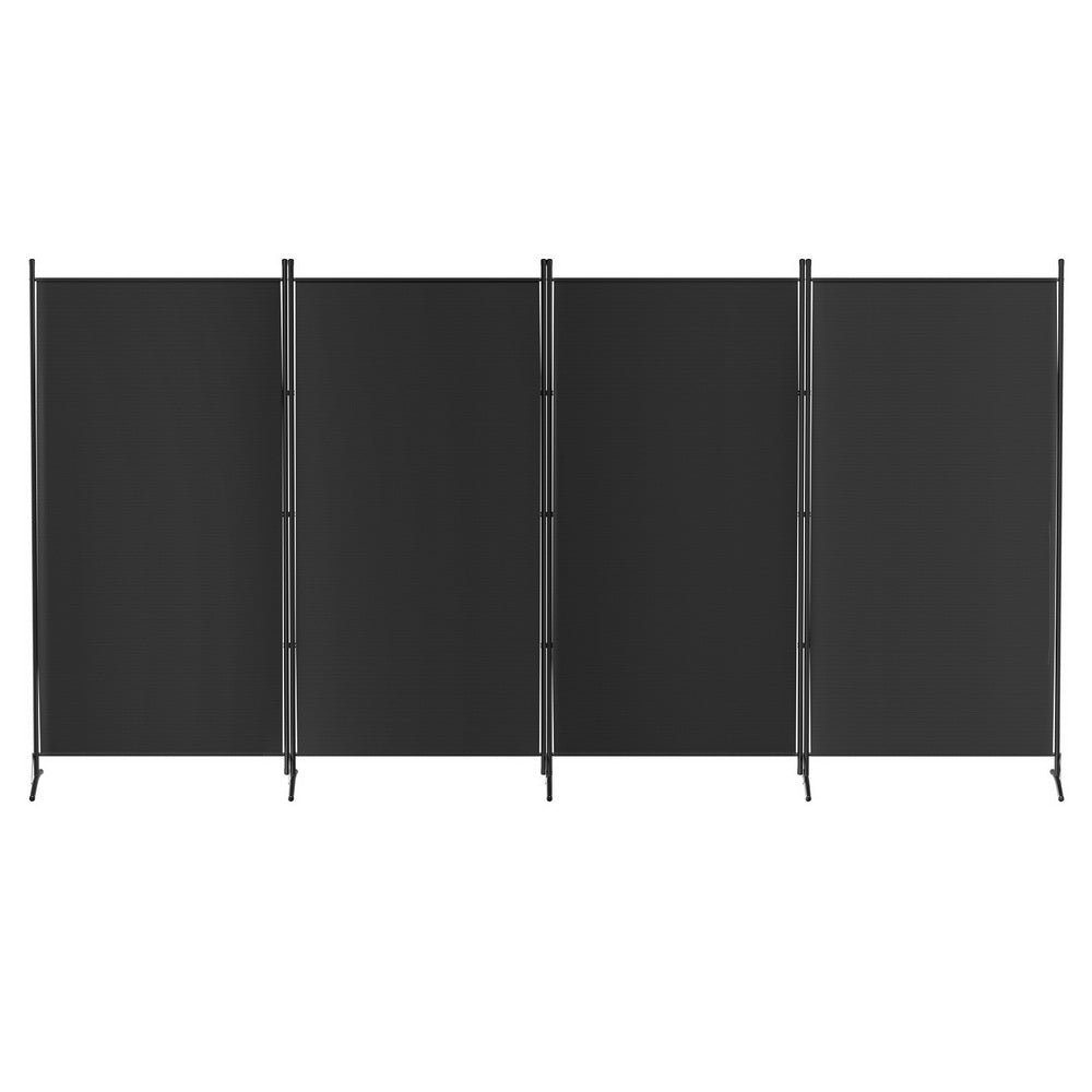 4 Panel Room Divider Screen 345x180cm Fabric Black