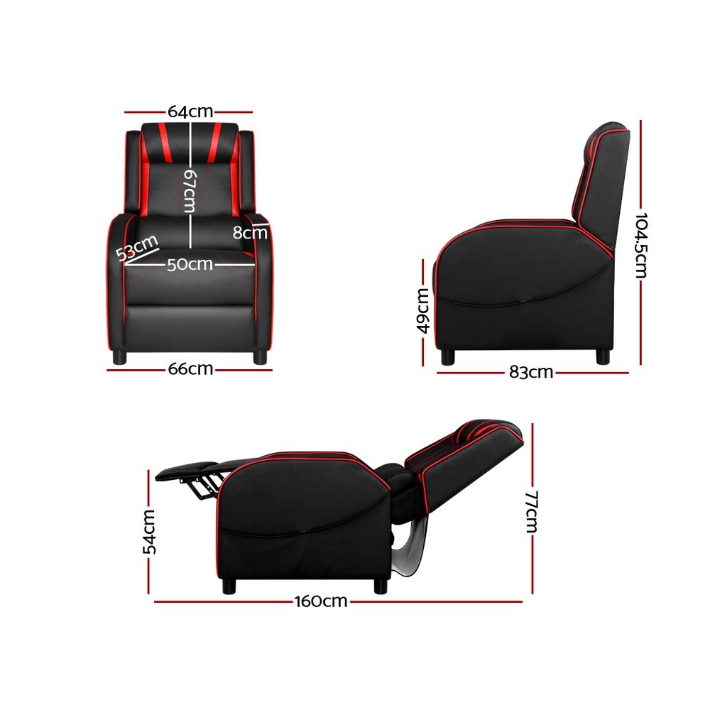 Gaming Racing Armchair Lounge Sofa Black Leather Recliner Chair