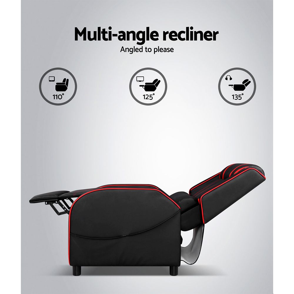 Chair Gaming Racing Armchair Lounge Sofa Black Leather Game Recliner