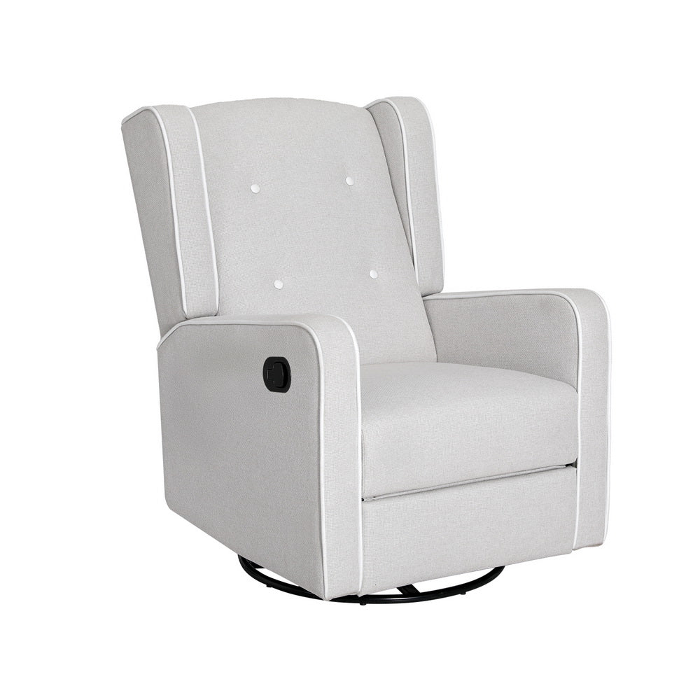 Recliner Armchair 360ÔøΩ Swivel Grey Fabric