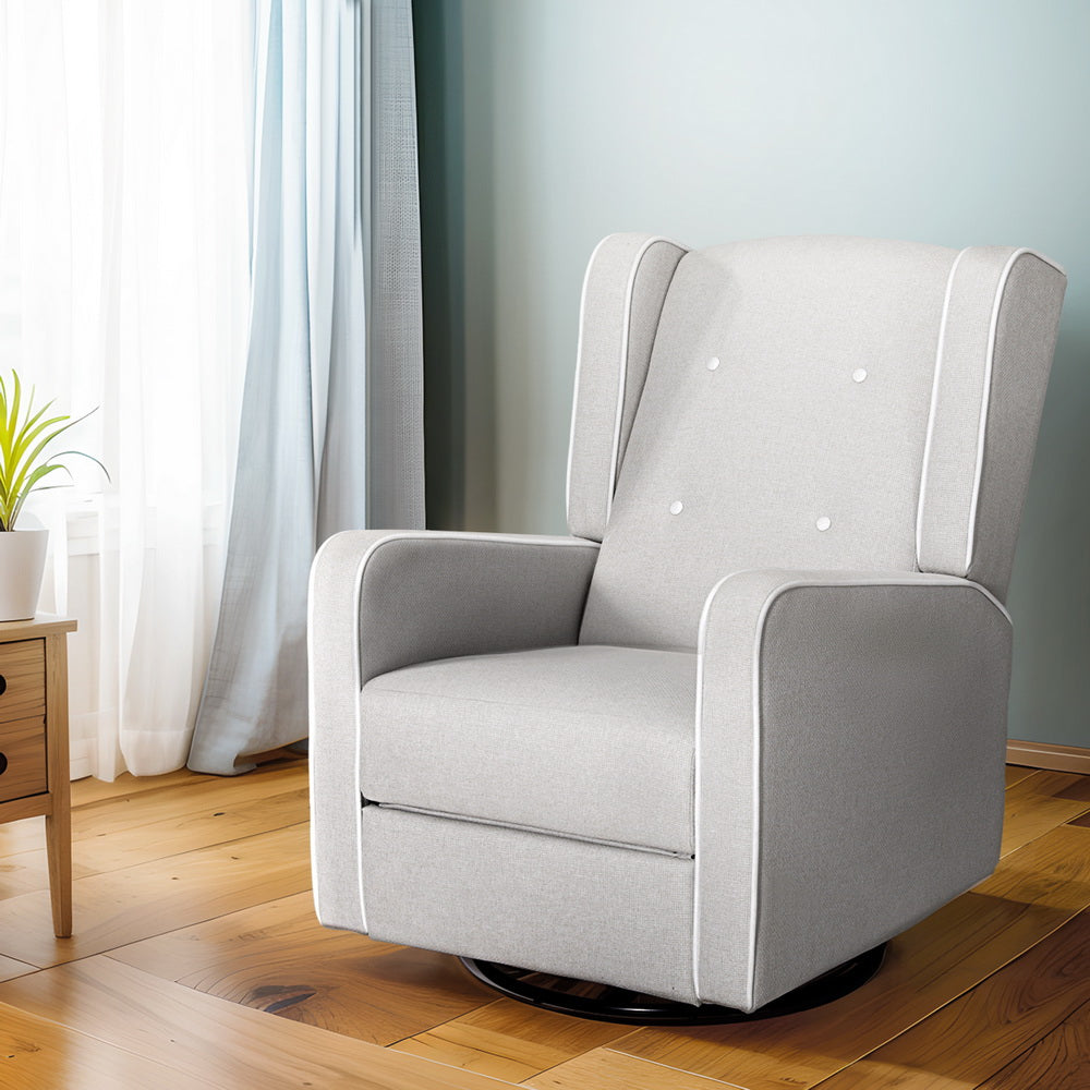 Recliner Armchair 360ÔøΩ Swivel Grey Fabric