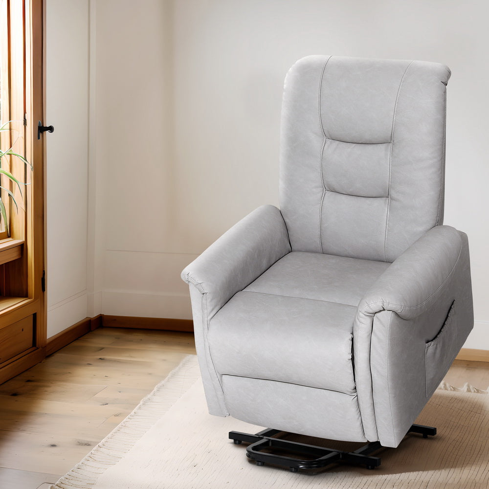 Recliner Chair Lift Assist Chair Leather Grey