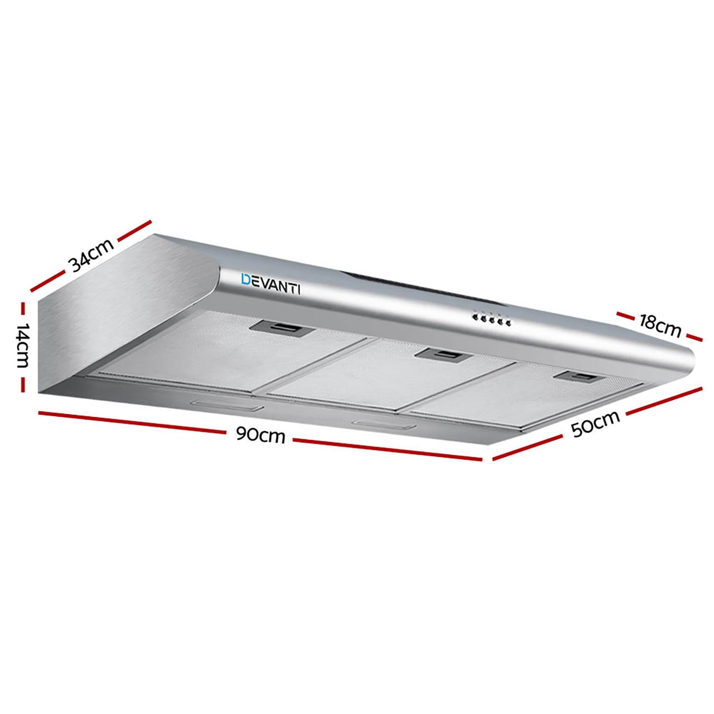 Fixed Range Hood Stainless Steel Kitchen Canopy 90CM 900MM