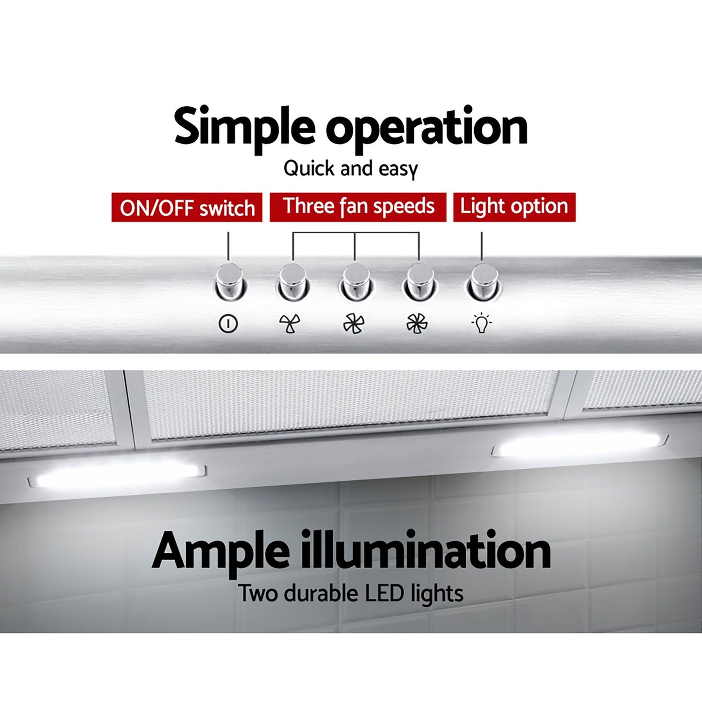 Fixed Range Hood Stainless Steel Kitchen Canopy 90CM F49 90 05