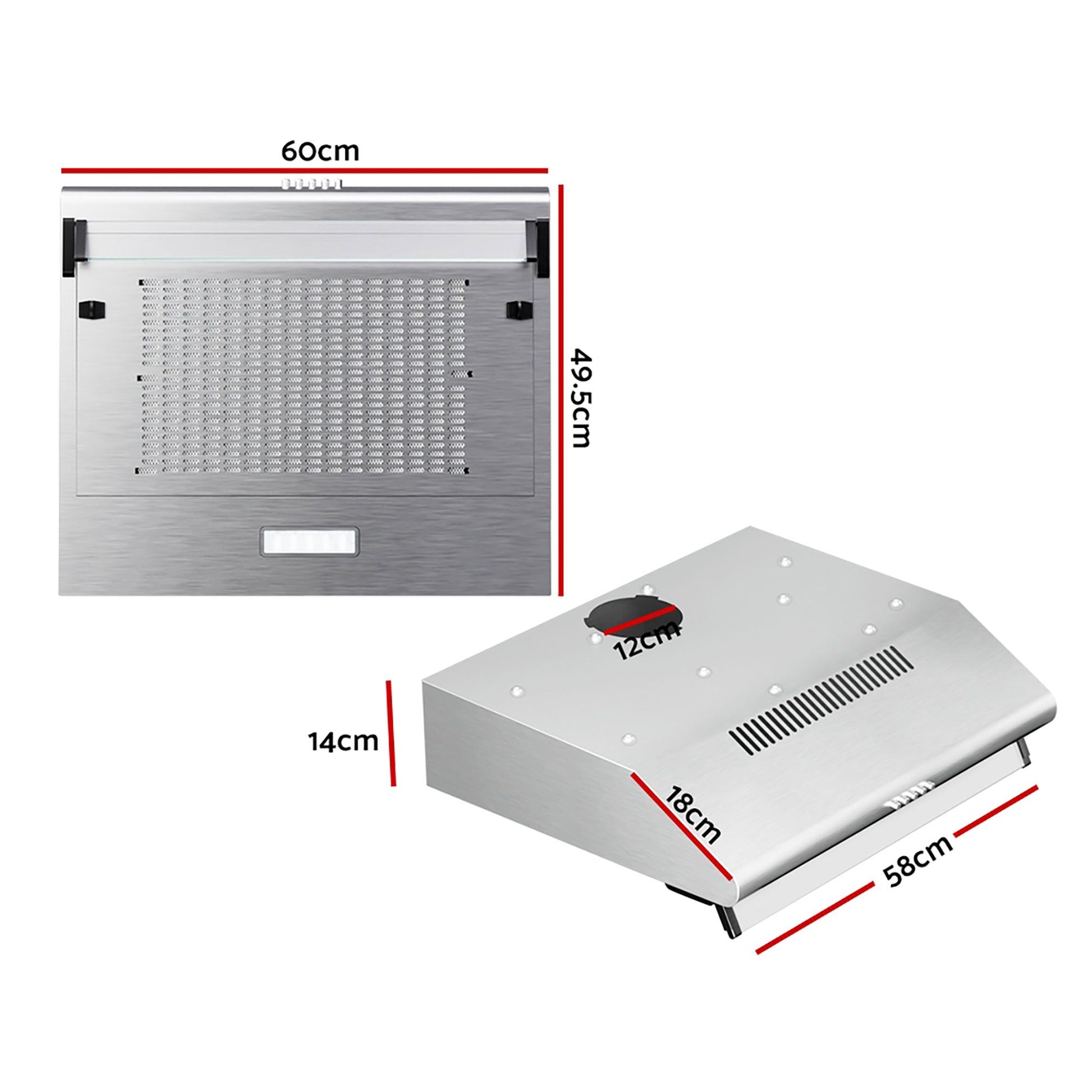 Range Hood 600MM 60CM Kitchen with Canopy With LED Light Stainless Steel