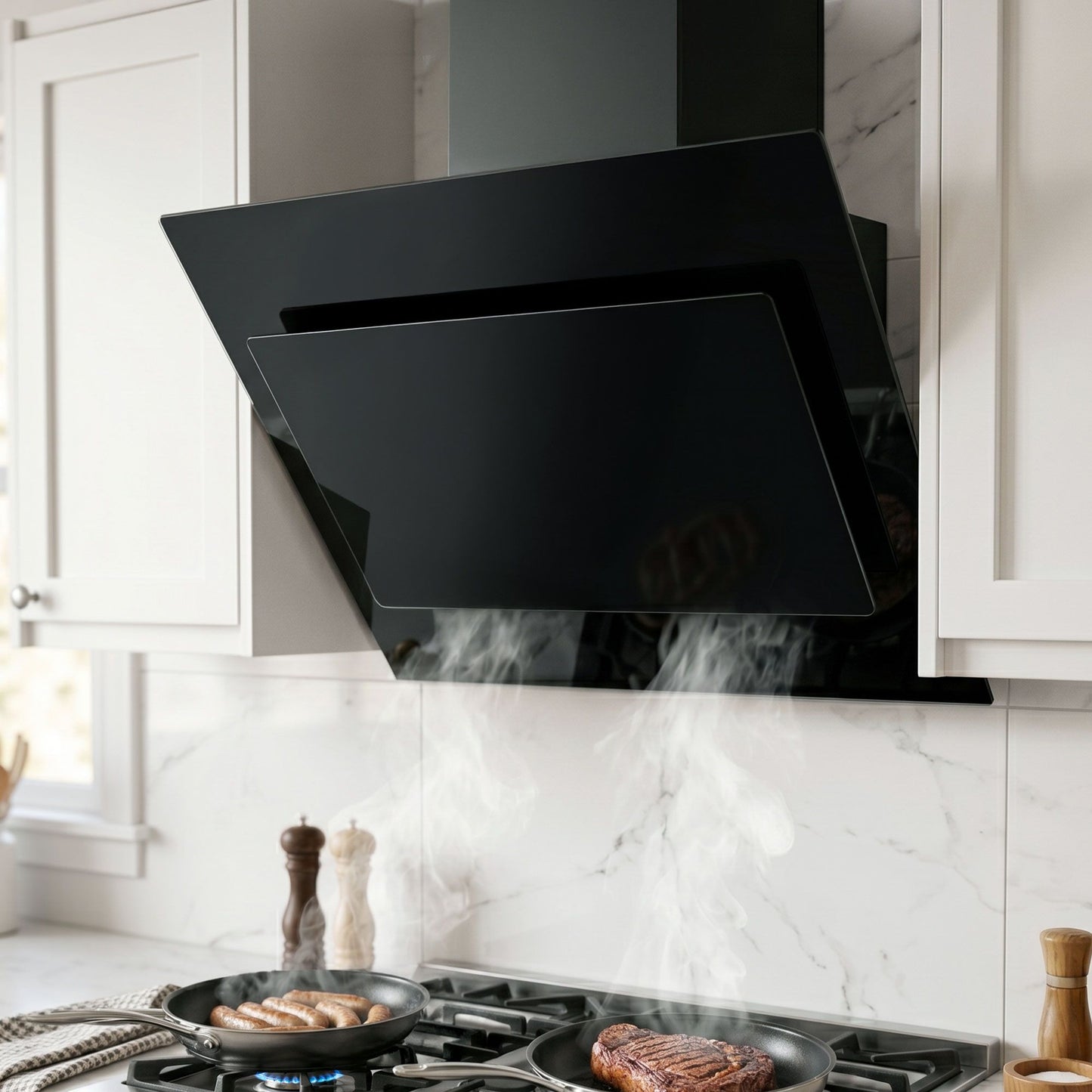 Range Hood 900mm Black Angled Side