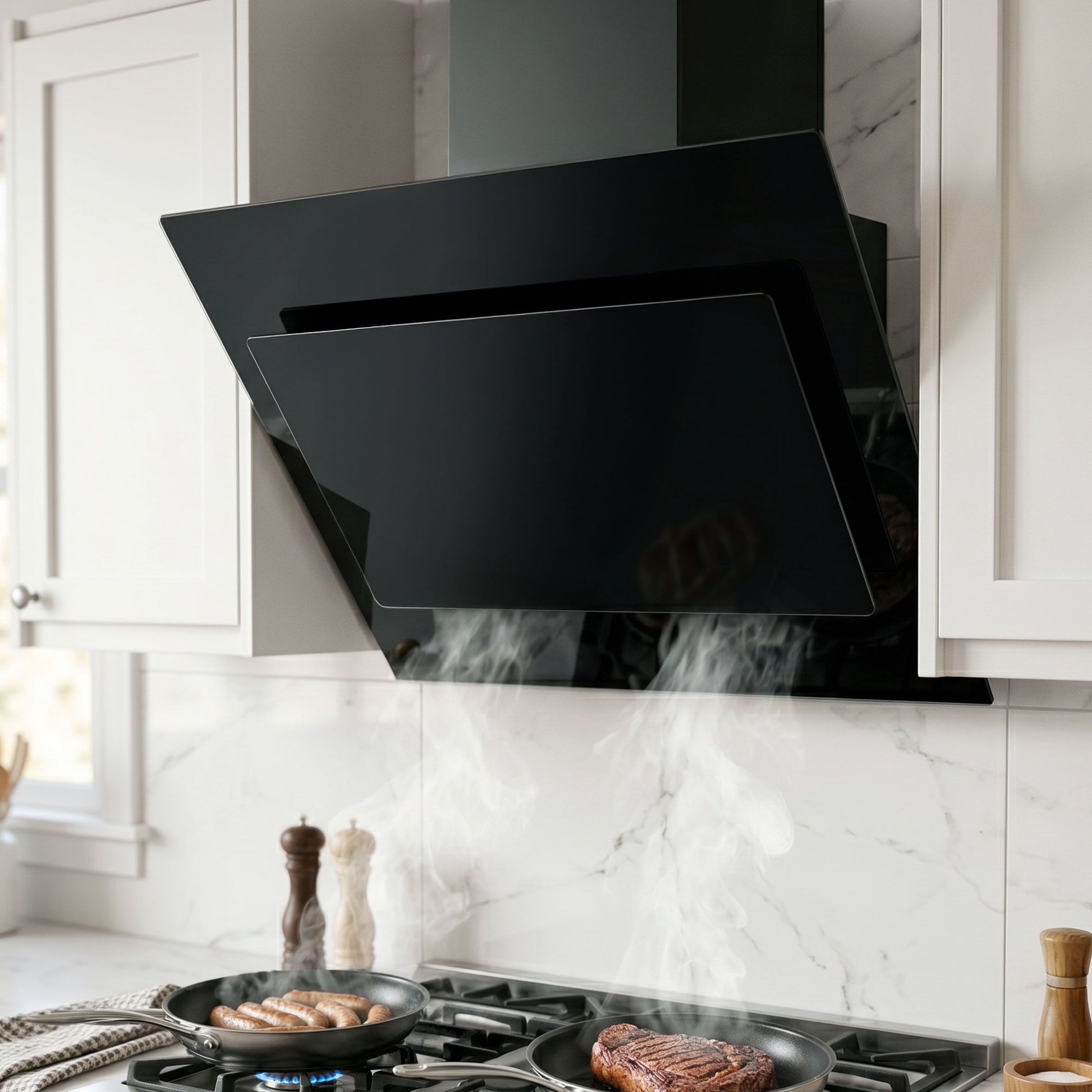 Range Hood 900mm Black Angled Side