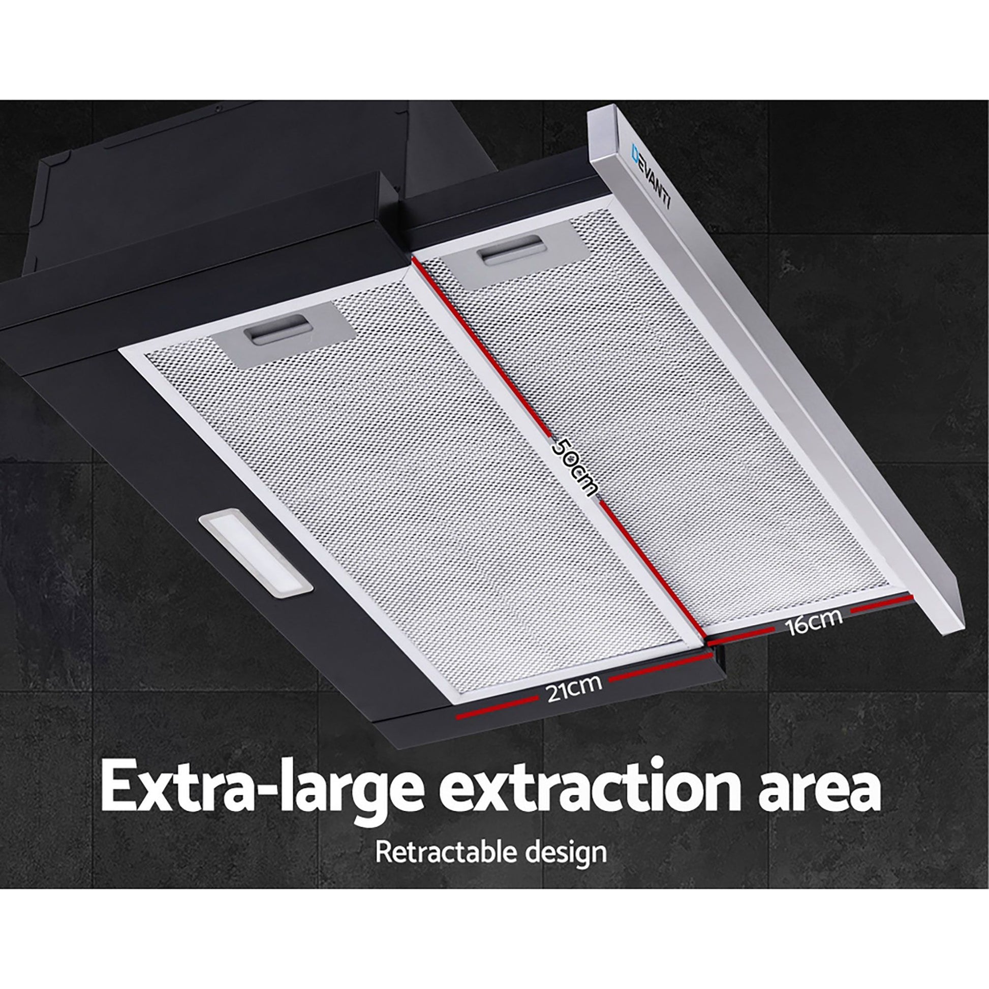 Range hood stainless with colour matched pieces and support fittings