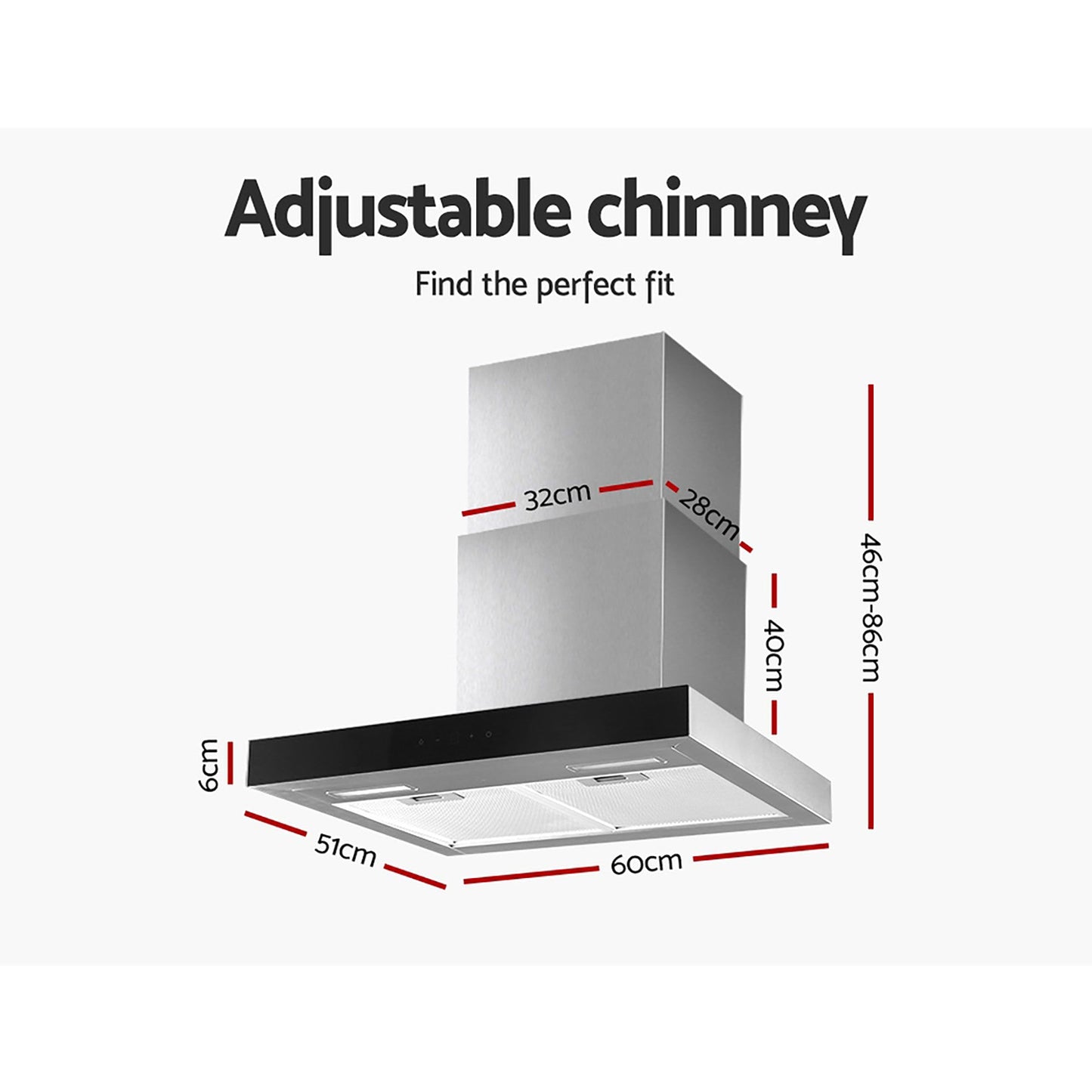 Rangehood 600mm Stainless Steel Glass with Kitchen Canopy 60cm