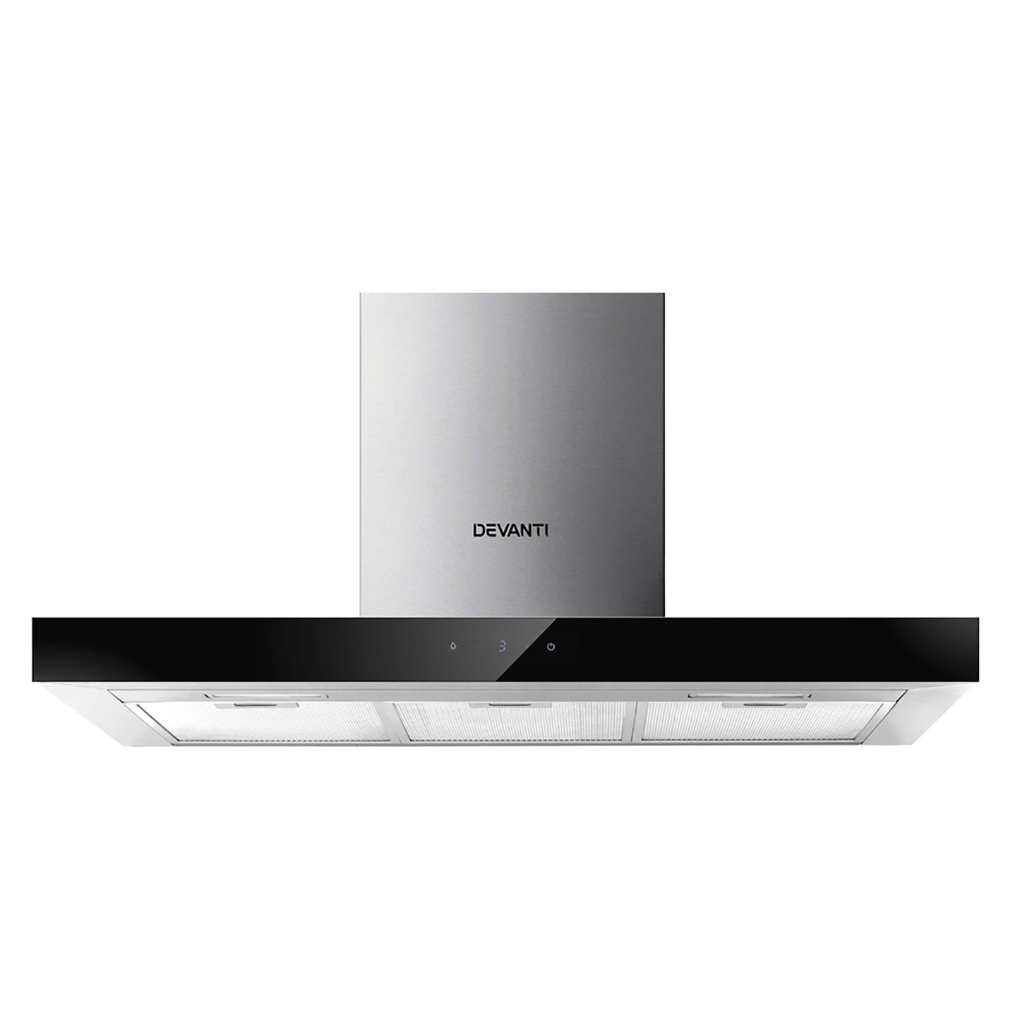 900mm Rangehood 90cm Stainless Steel Glass Kitchen Canopy Black Range Hood
