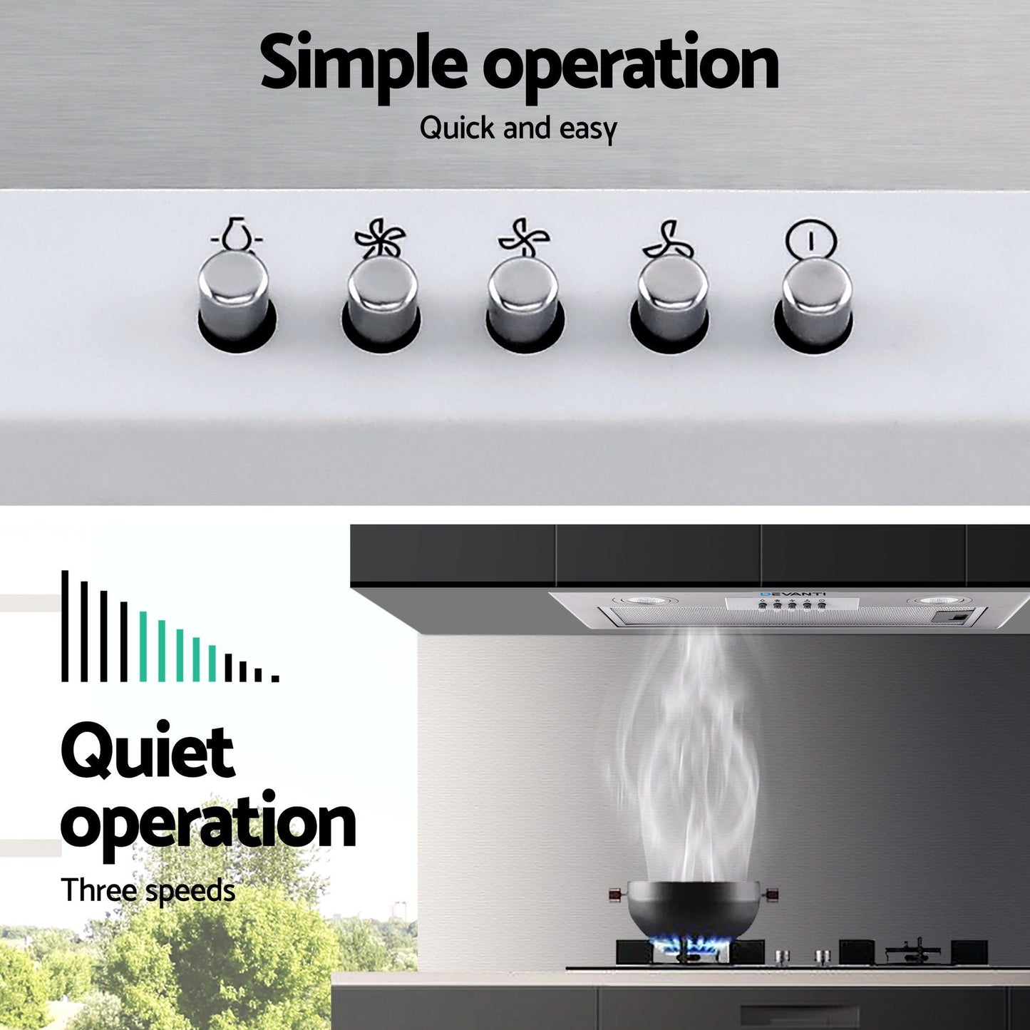 Range Hood Undermount Built In Stainless Steel Canopy 52cm 520mm