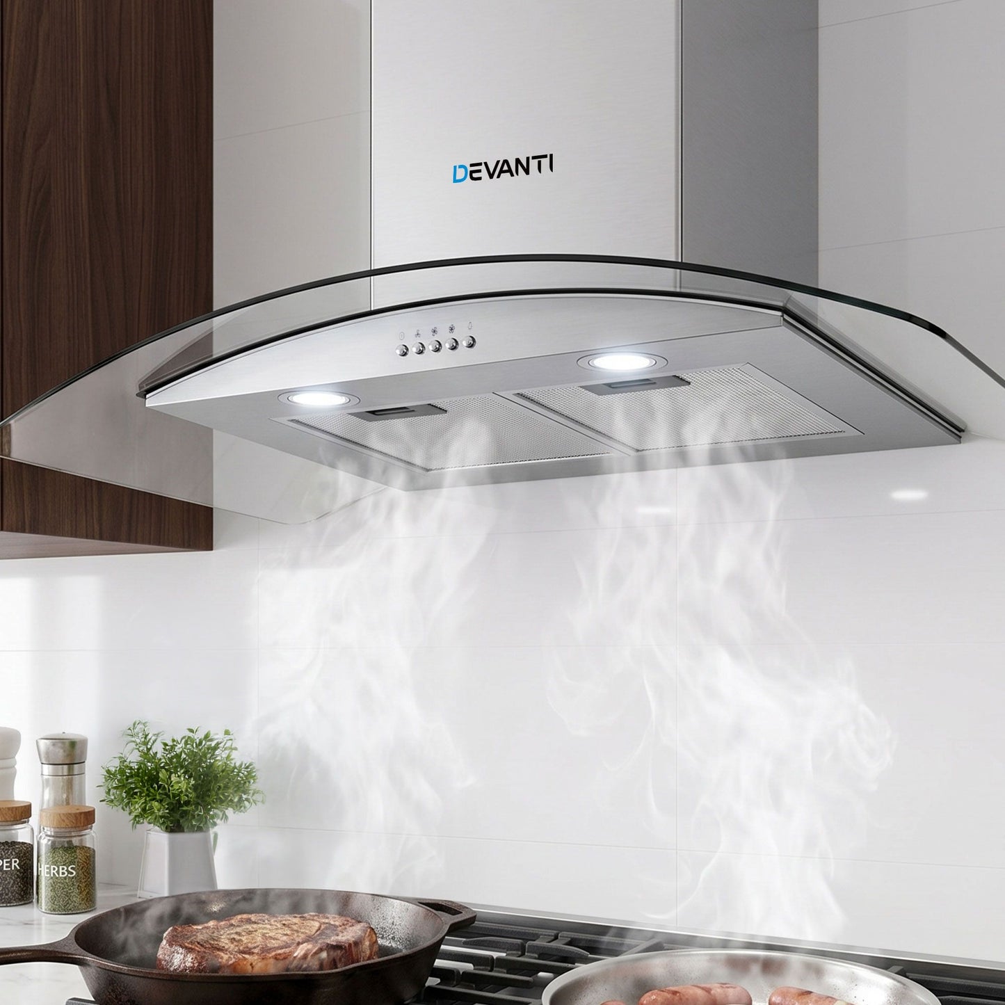 Range Hood 900mm Rangehood Kitchen Stainless Glass Canopy 90cm