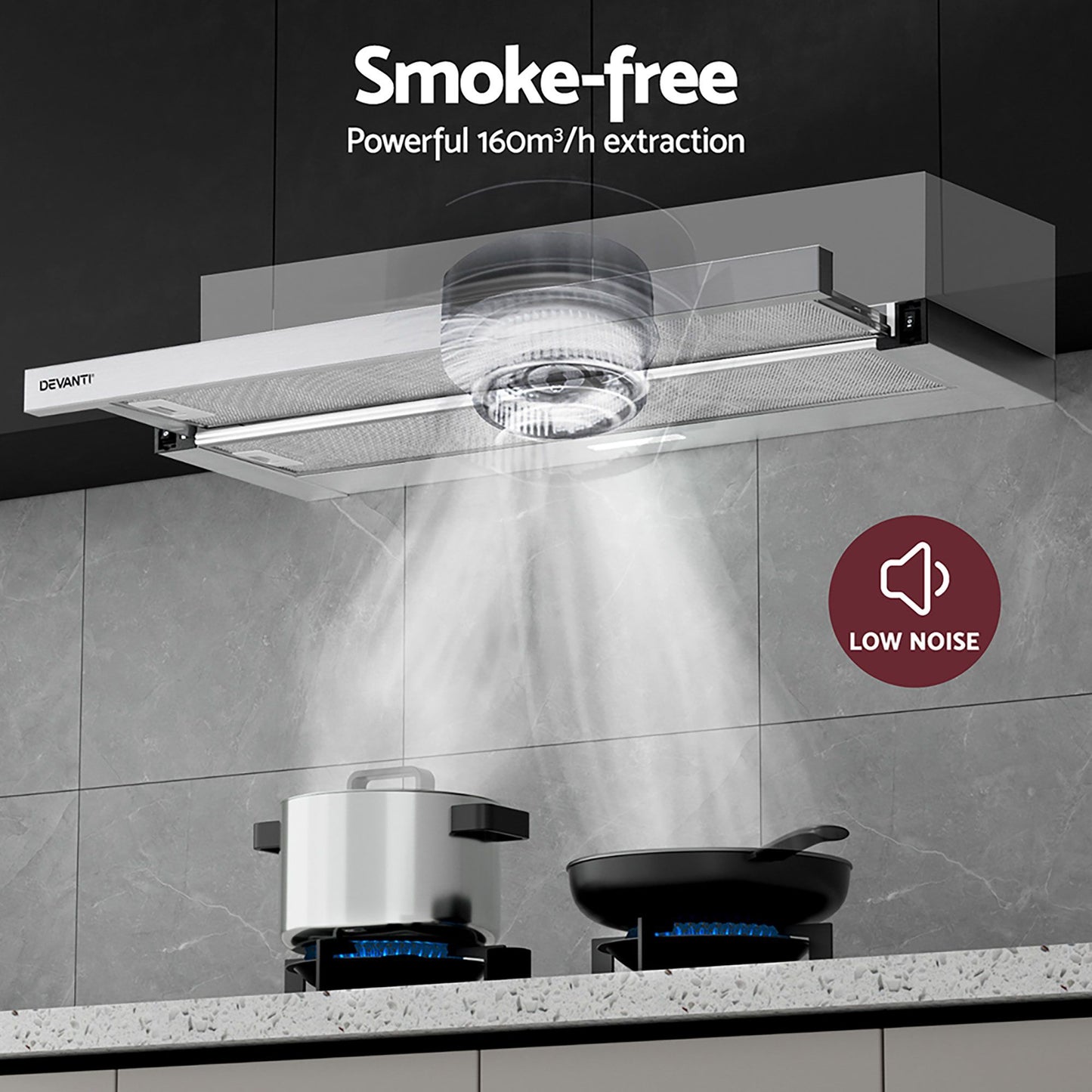 Range Hood 900mm 90cm Slide Out Stainless Steel