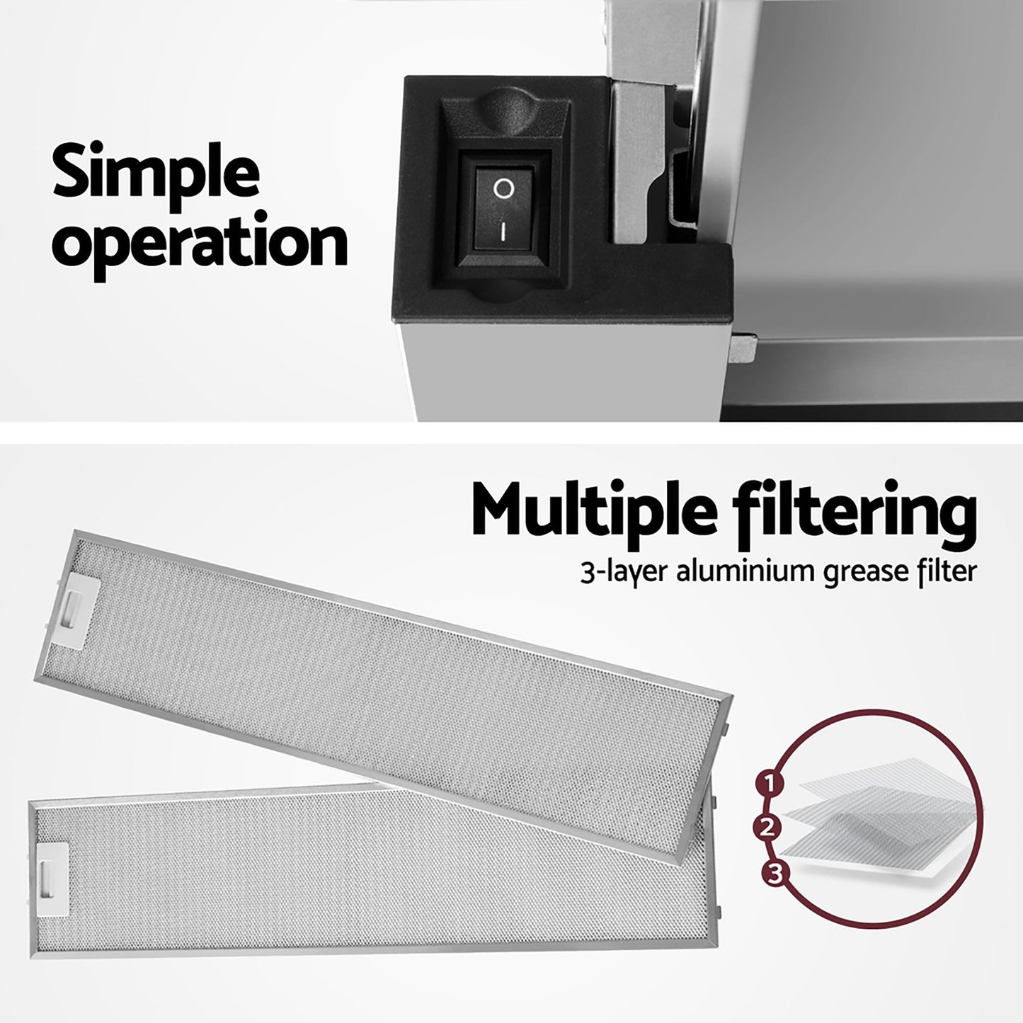Hood 900mm 90cm Slide Out Stainless Steel Range