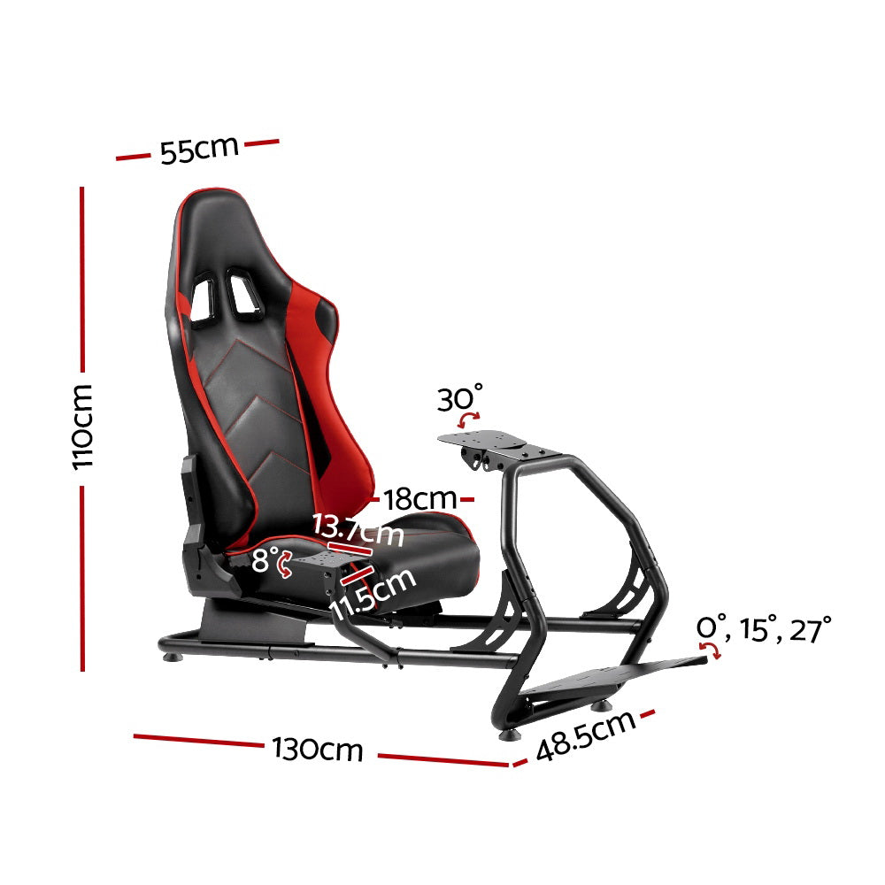 Racing Simulator Cockpit Steering Wheel Adjustable Gaming Chair PVC Seat