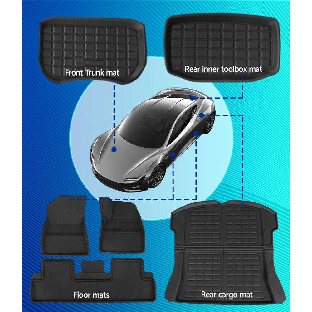 Car Rubber Floor Mats for Tesla Model 3 Trunk Toolbox Cargo Mat Carpet