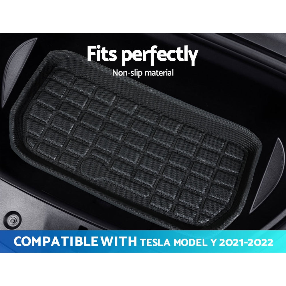 3PCS Car Rear Front Cargo Trunk Toolbox Luggage Rubber Mats for Tesla Model Y 2021-2023