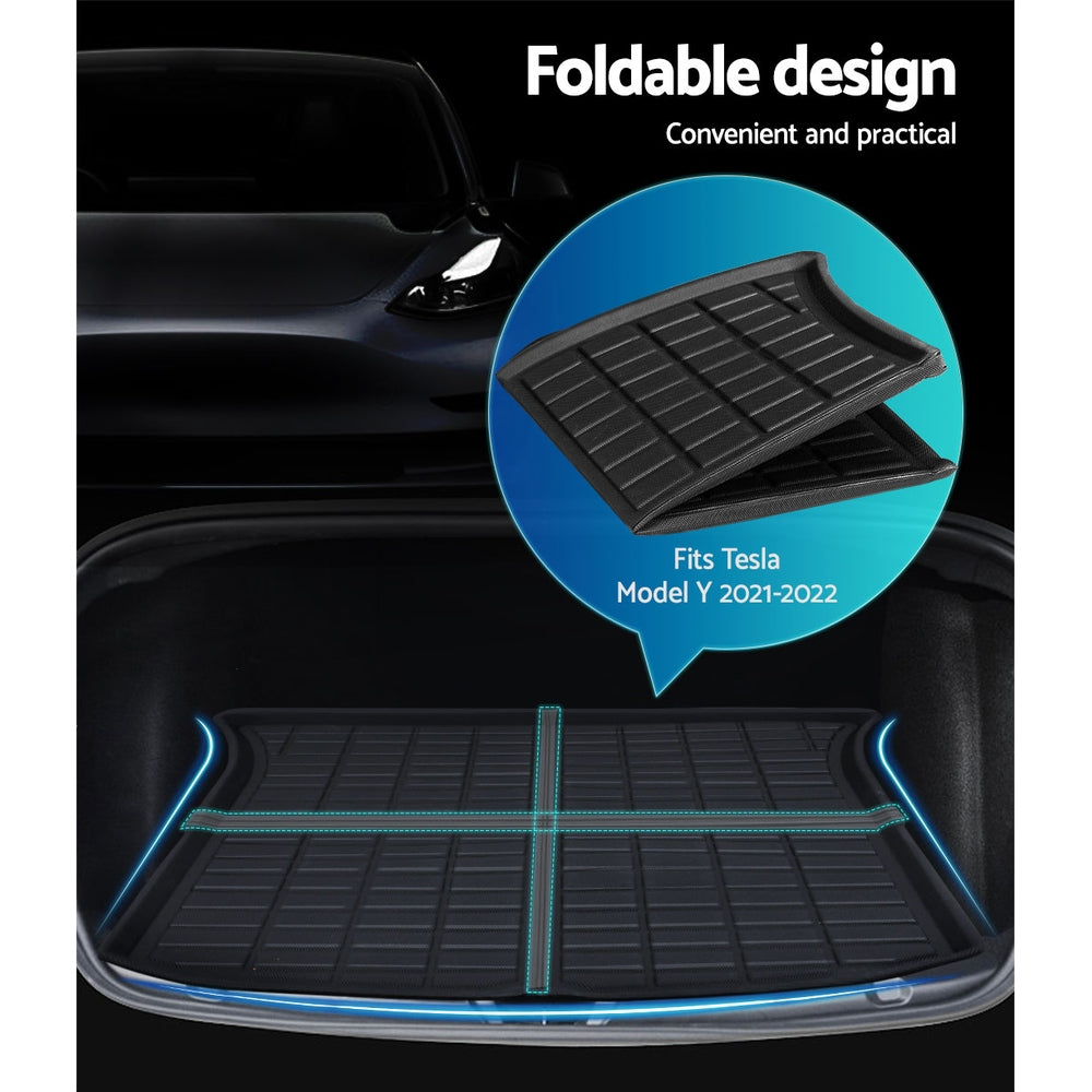 Car Rubber Floor Trunk Toolbox Cargo Mats for Tesla Model Y 2021-2023