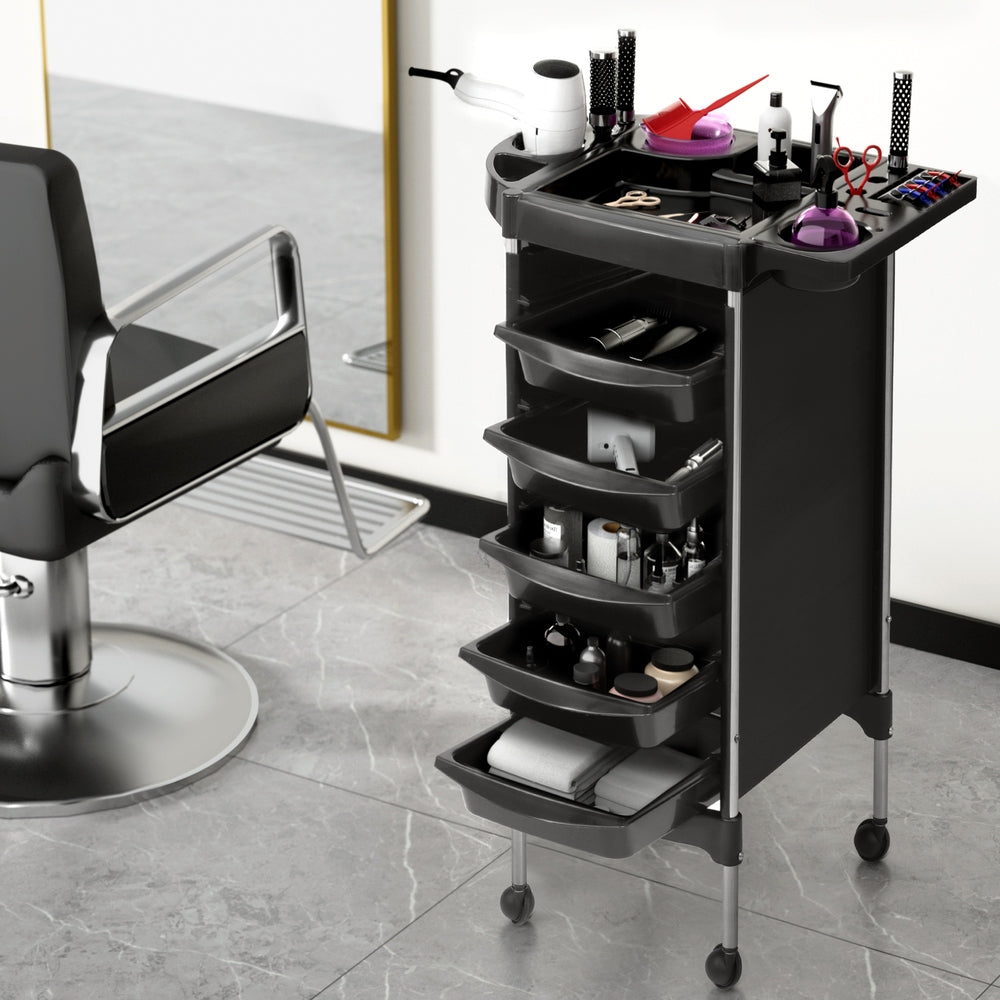 Salon Trolley Cart Spa Beauty Rolling Tray Hairdressing Storage 6 Tiers