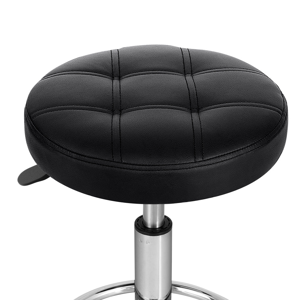 Salon Stool Swivel Height Adjustable Round Barber Spa Chair PU Black