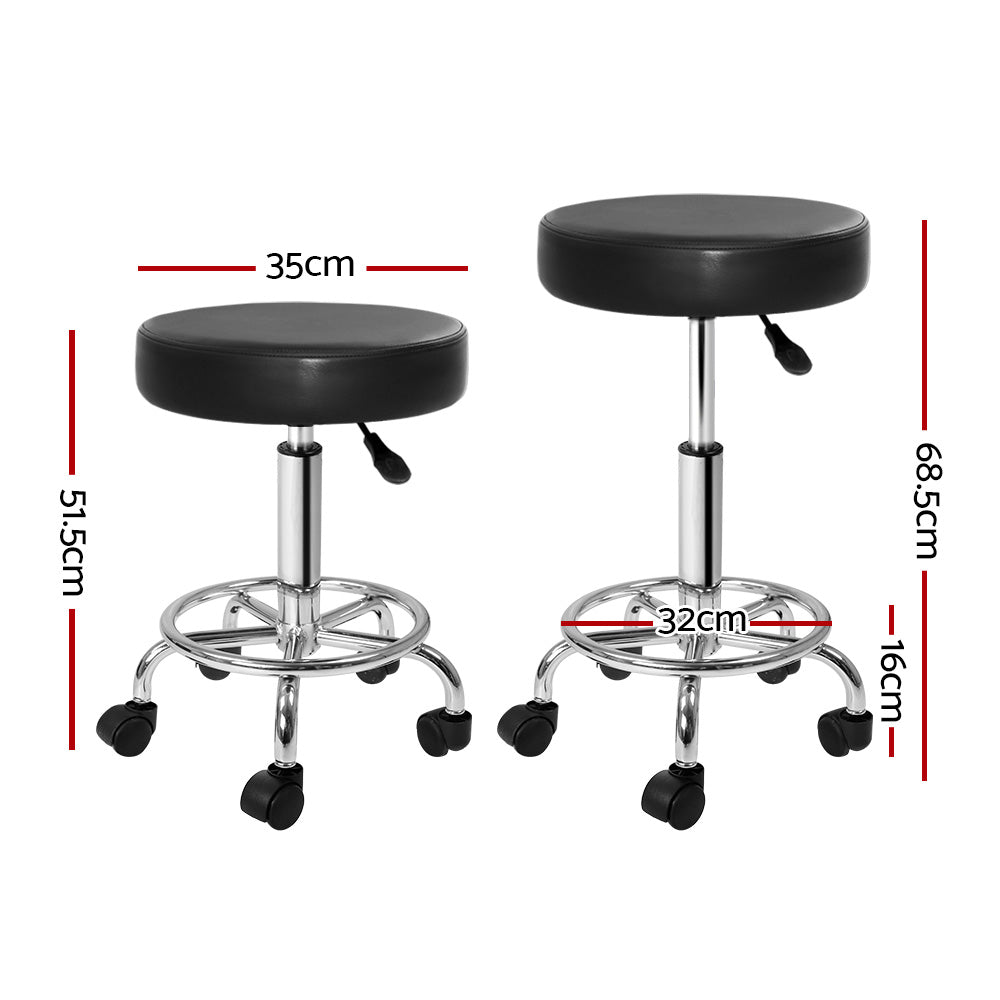 2X Salon Stool Round Swivel Barber Hair Bar Stools Hydraulic Lift Black