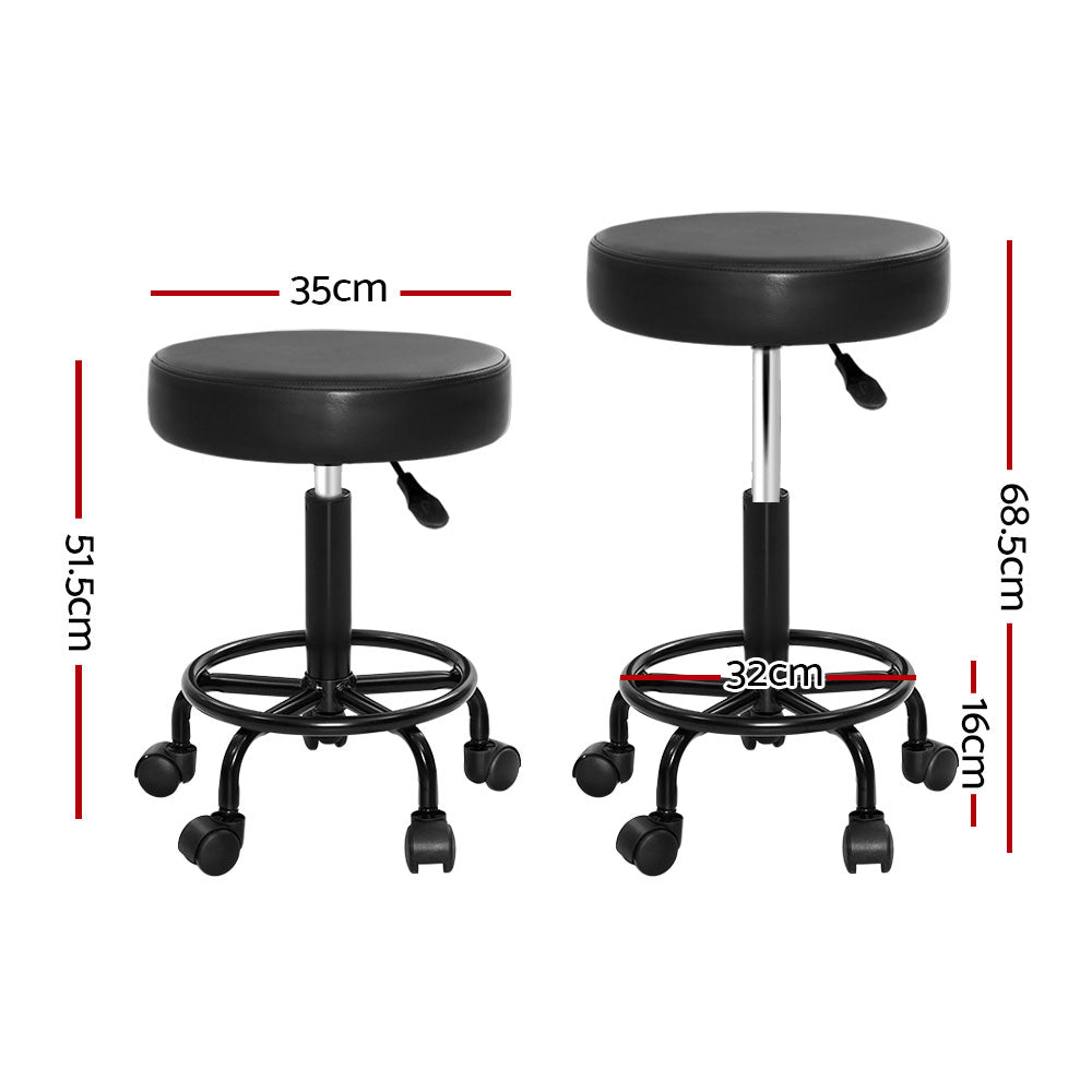 2X Salon Stool Swivel Round Barber Hair Bar Stools Hydraulic Lift Black