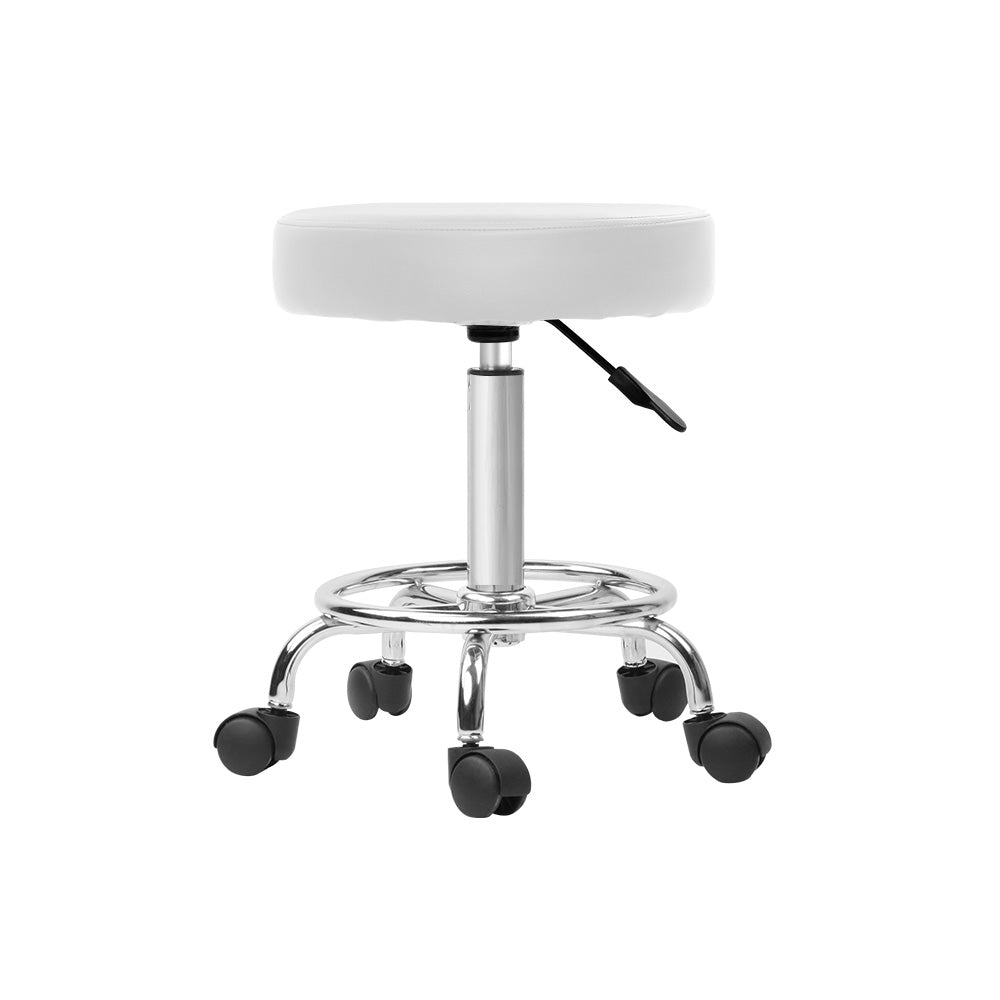 2X Salon Stool Swivel Round Barber Hair Bar Stools Hydraulic Lift White