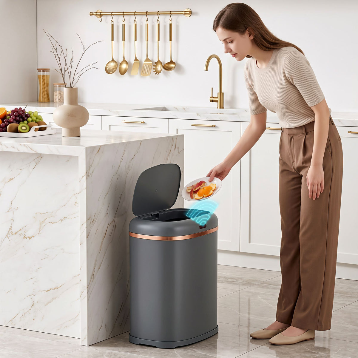 Motion Sensor Bin 38L Rubbish Automatic - Grey