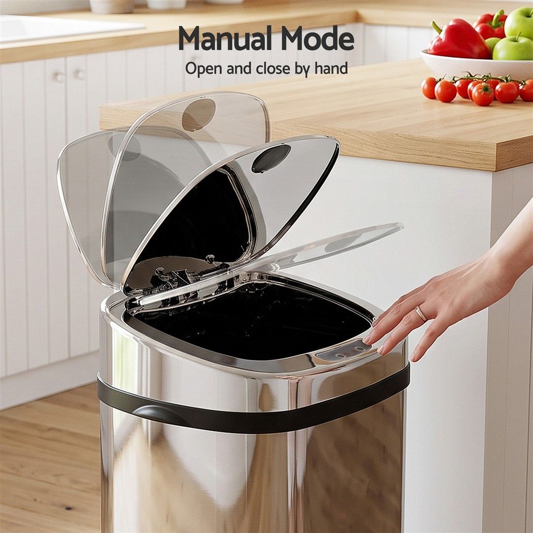 Motion Sensor Rubbish Bin 50L Stainless Steel