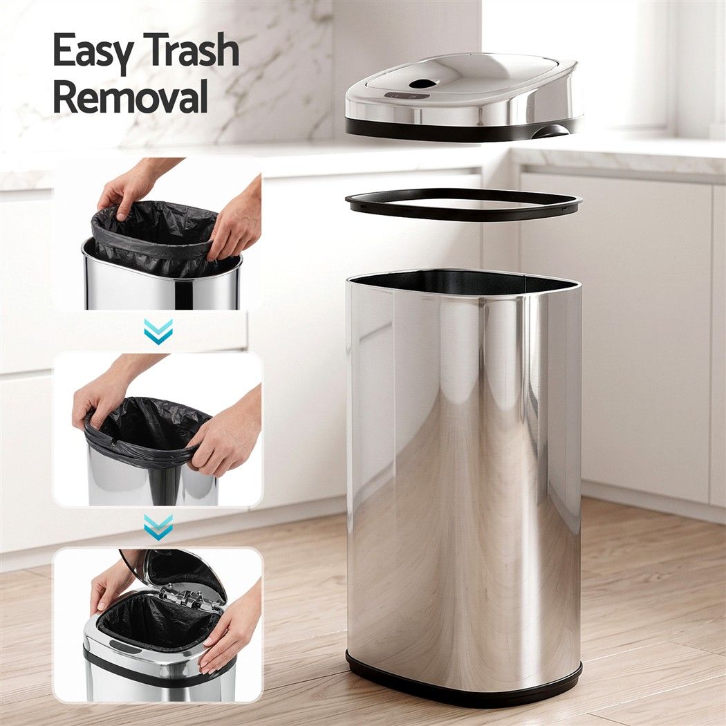 Motion Sensor Rubbish Bin 50L Stainless Steel