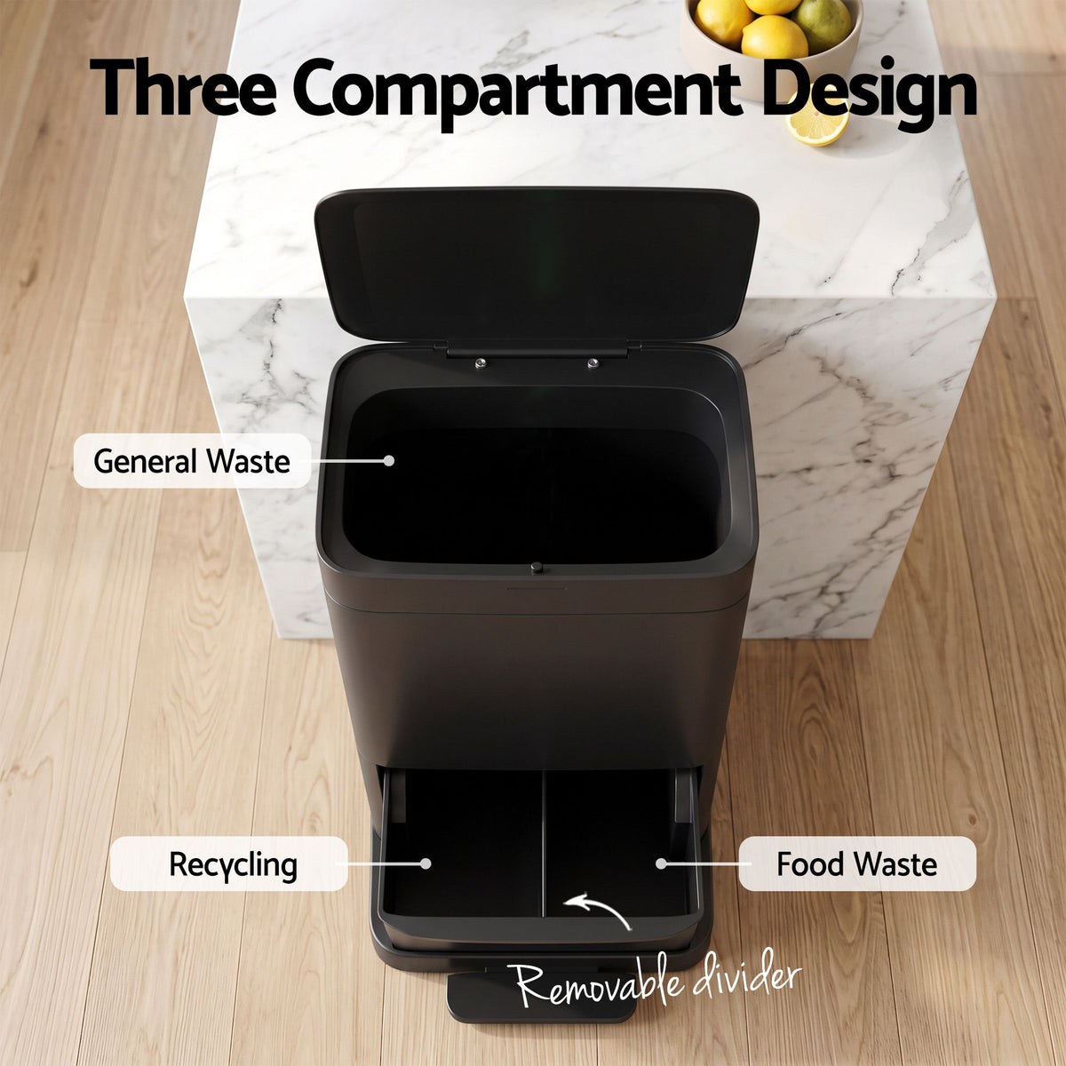 Motion Sensor Bin 70L Pedal Automatic - Black