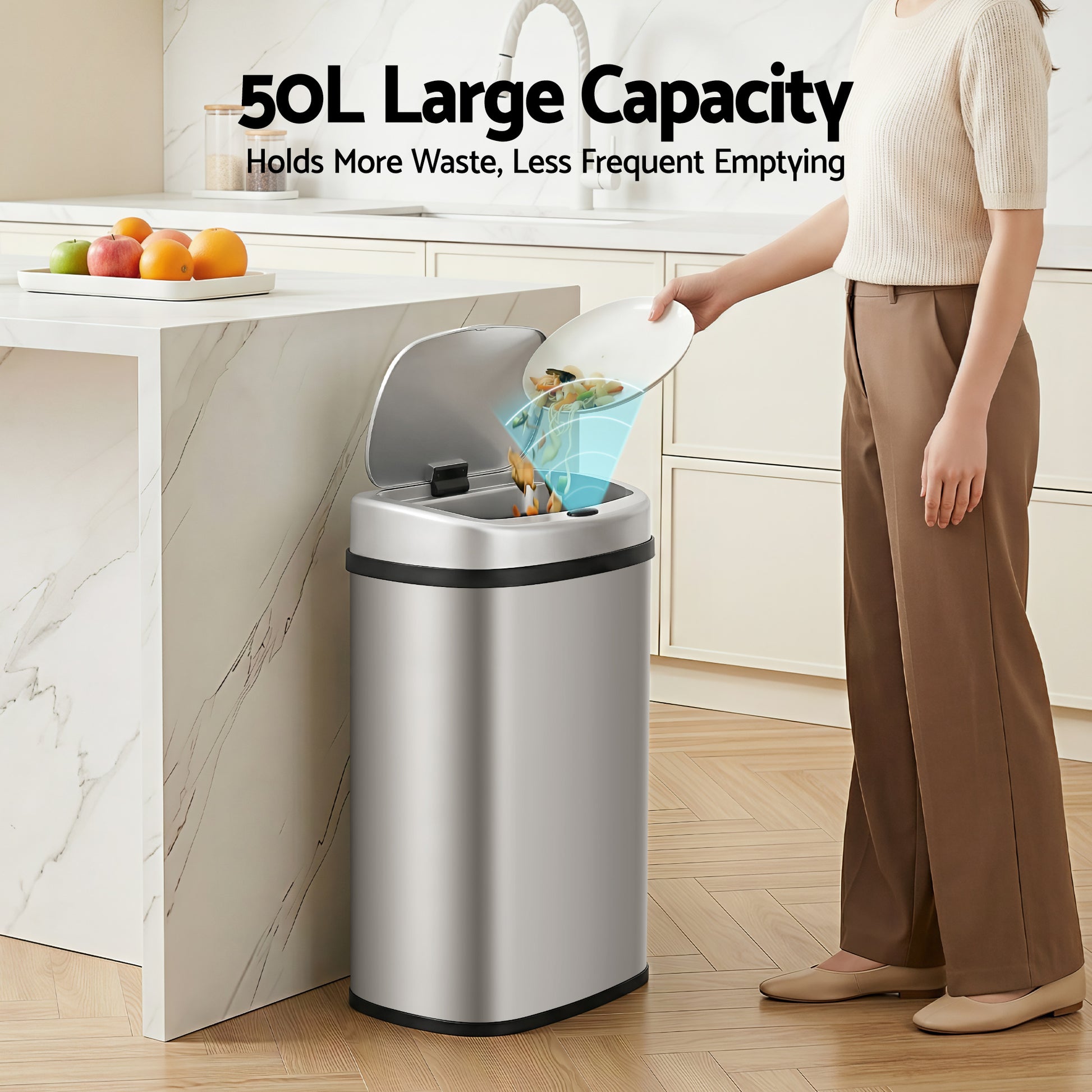 Sensor Bin Motion Rubbish Automatic 50L - Silver product listing photo
