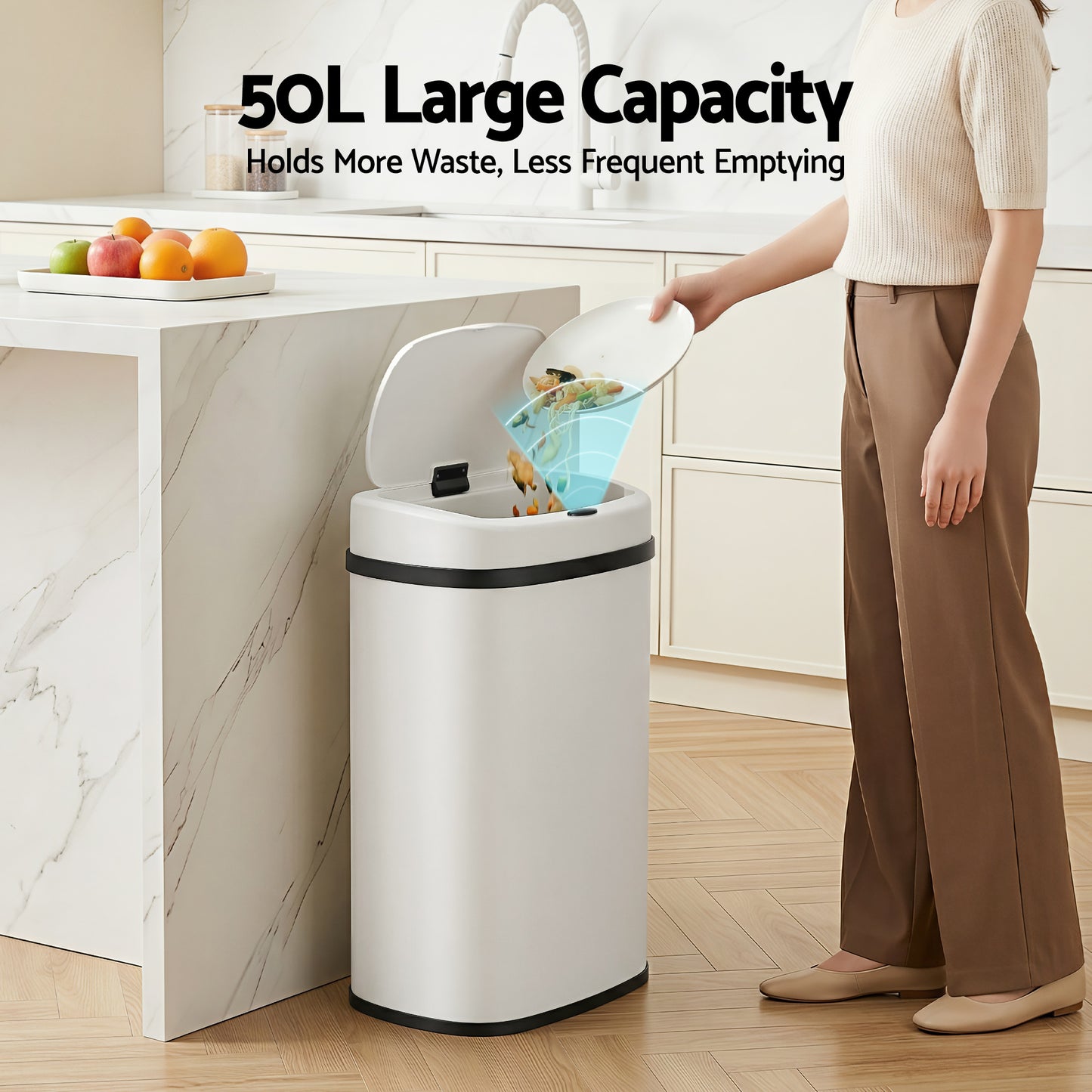 Sensor Bin Motion Rubbish Automatic 50L - White