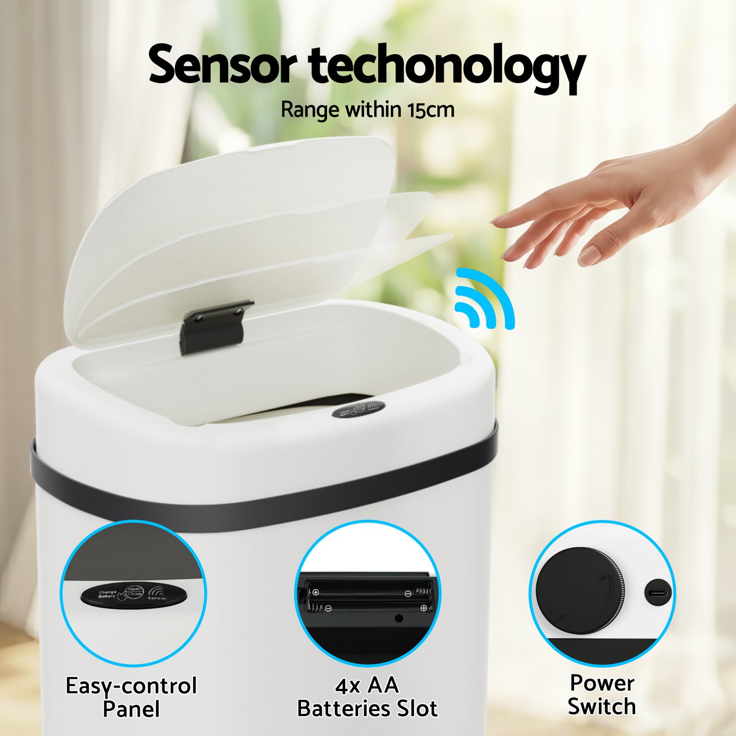 Sensor Bin Motion Rubbish Automatic 50L - White
