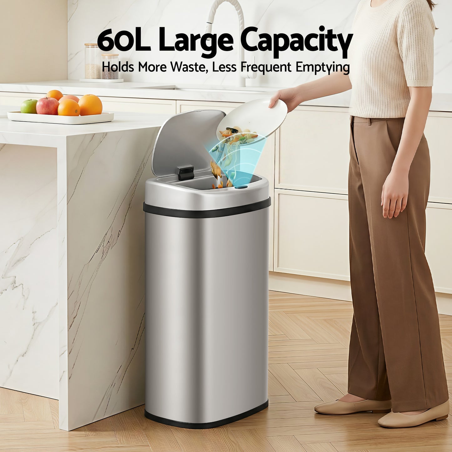 Sensor Bin Motion Rubbish Automatic 60L - Silver