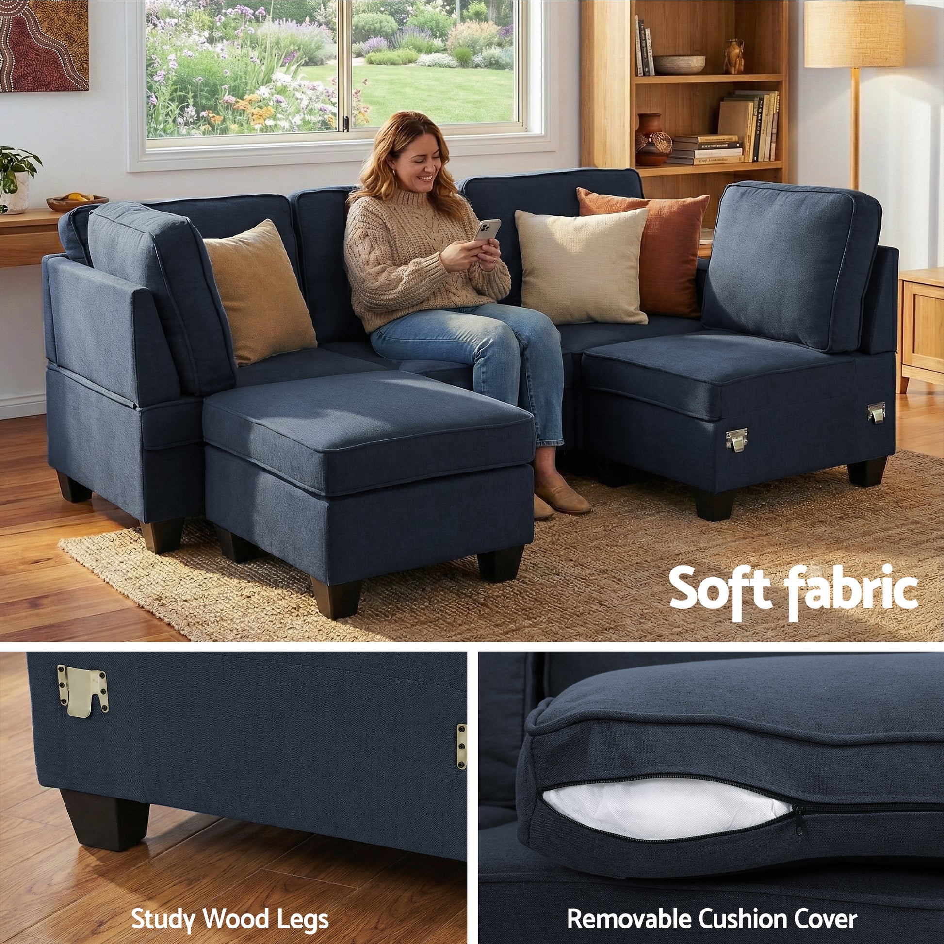 Sofa Lounge Set 5 for Chair Suite Couch Dark Grey Sbed