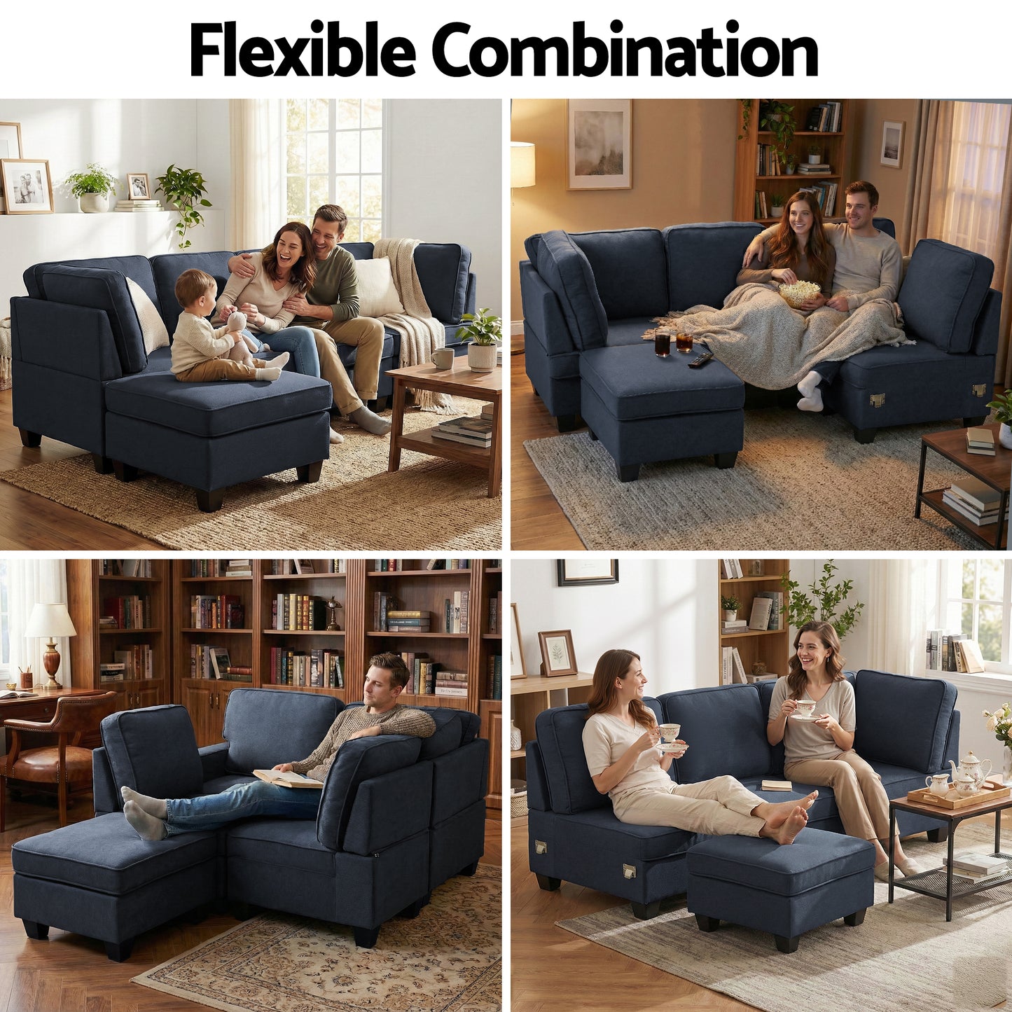 Sofa Lounge Set 5 Seater Chaise Chair Suite Couch Dark Grey