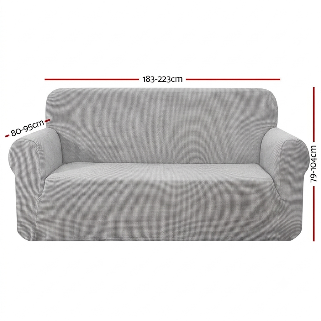 High Stretch Sofa Cover Slipcover Couch Protector - 3-Seater Grey