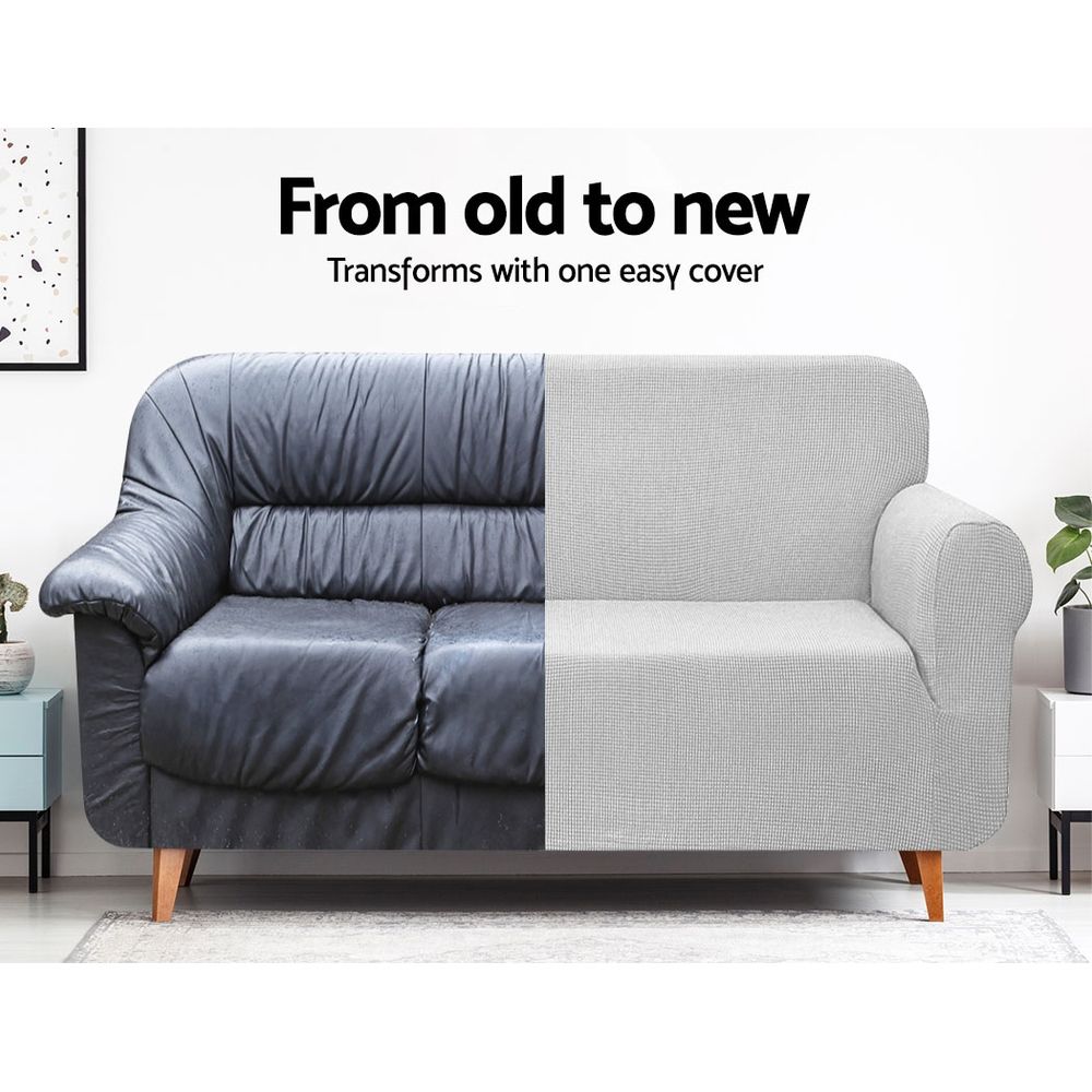 High Stretch Sofa Cover Slipcover Couch Protector - 3-Seater Grey