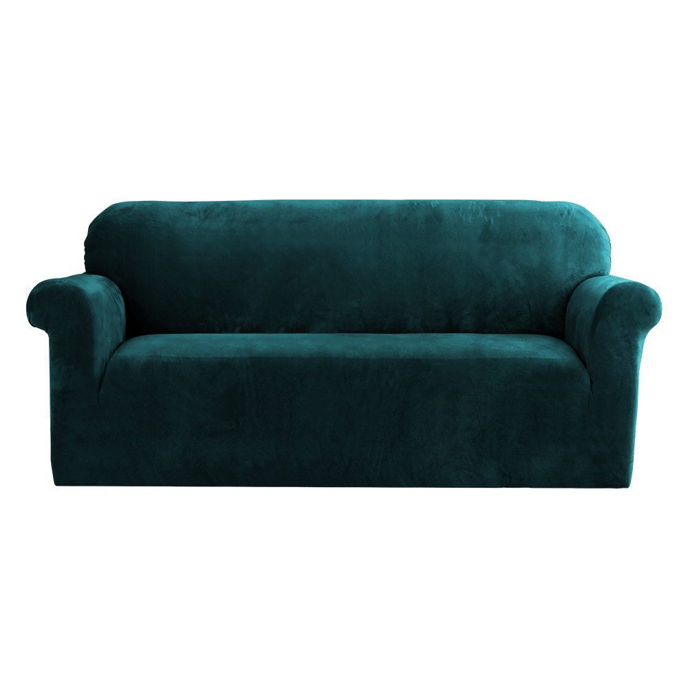 Sofa Cover Couch Covers 3 Seater Velvet - Agate Green